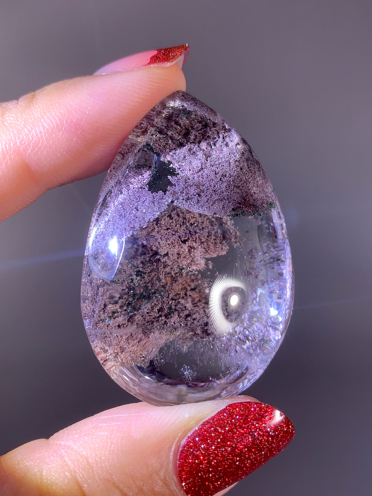 High-Grade Shiny Pink & Purple Four Seasons Garden Quartz Polished Large Teardrop from Brazil