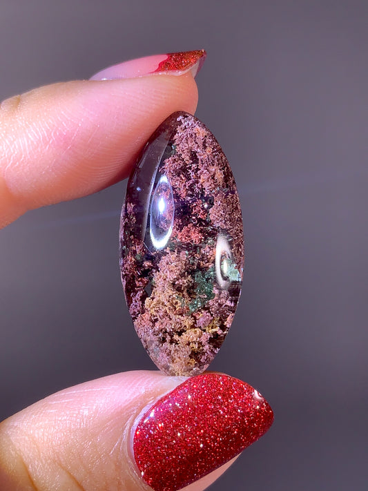 High-Grade Shiny Colorful Four Seasons Garden Quartz Polished Cabochon from Brazil