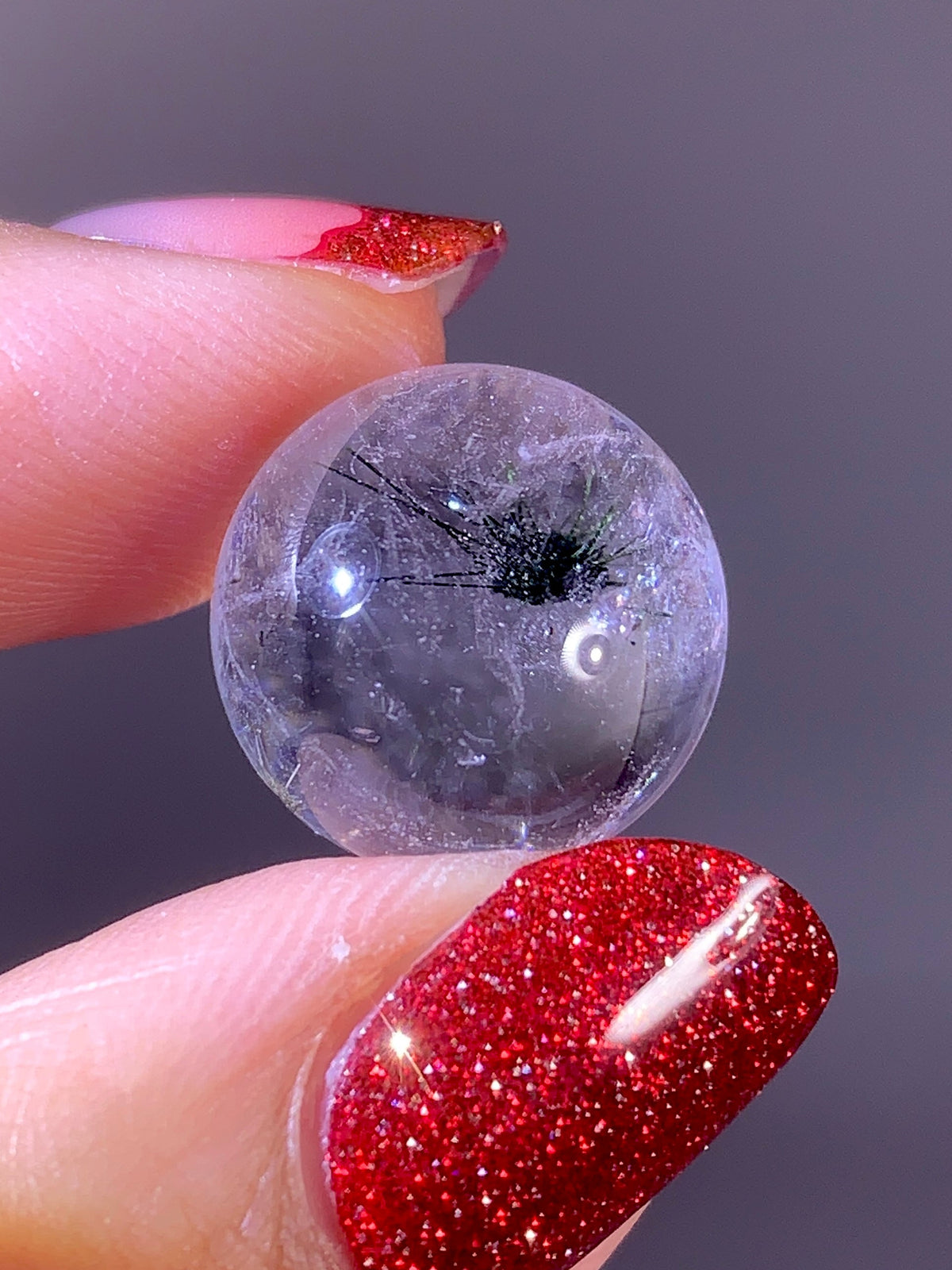 High-Quality Hollandite Inclusion Quartz Sphere | Madagascar