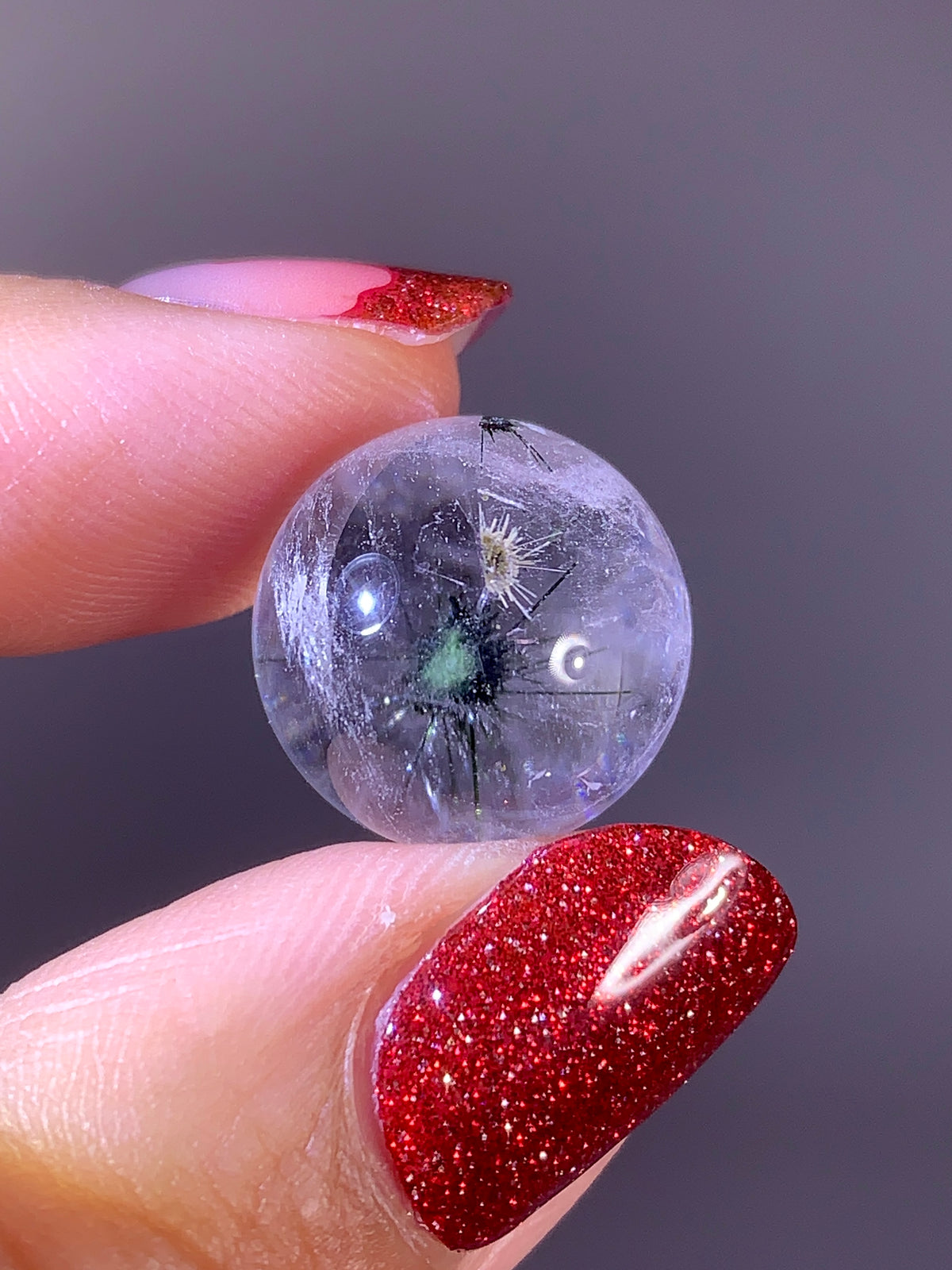High-Quality Hollandite Inclusion Quartz Sphere | Madagascar