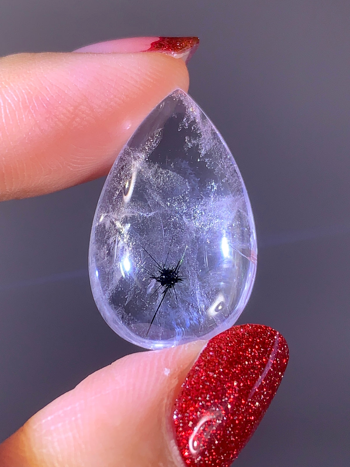 High-Quality Hollandite Inclusion Quartz Teardrop | Madagascar
