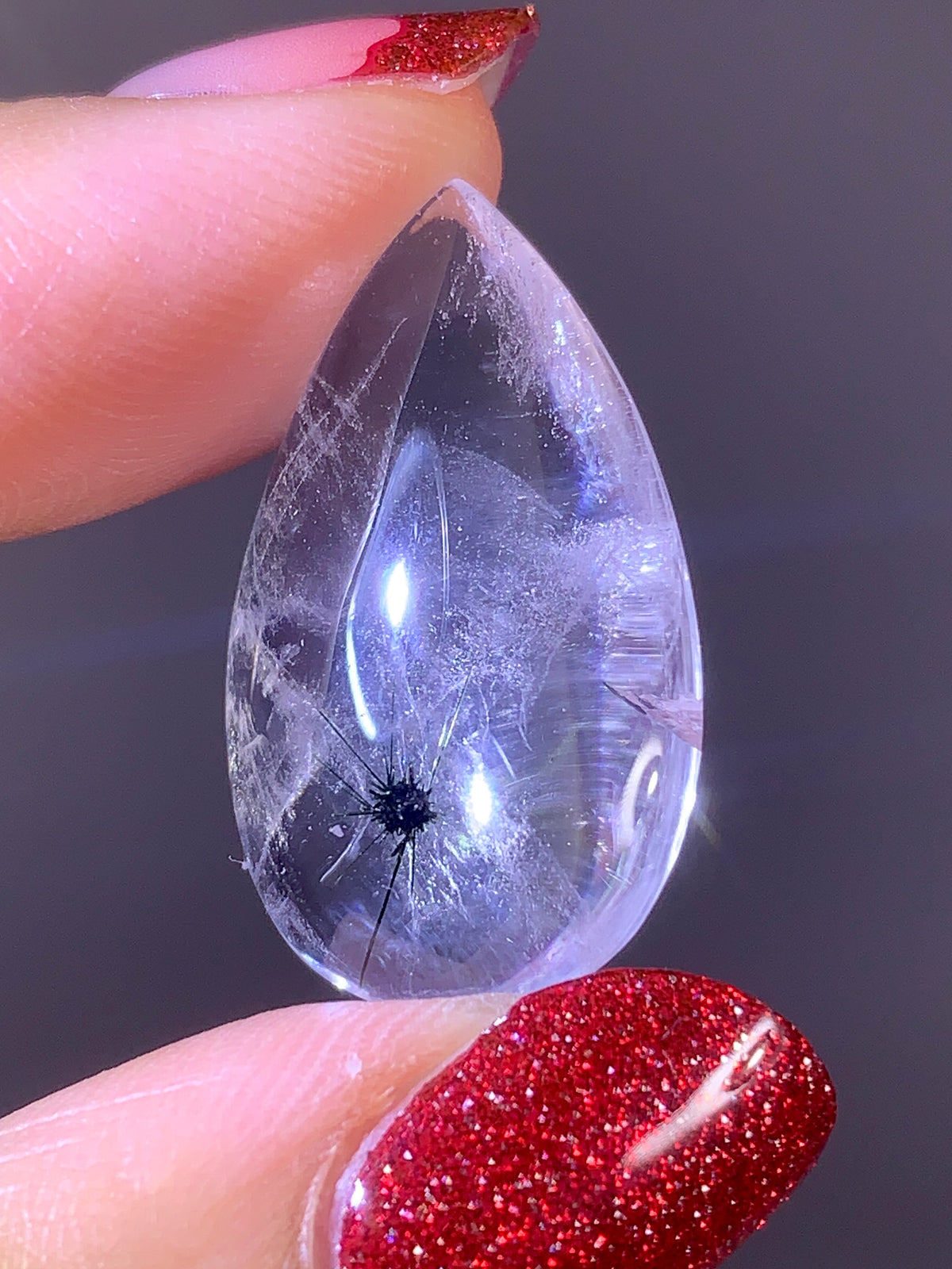 High-Quality Hollandite Inclusion Quartz Teardrop | Madagascar