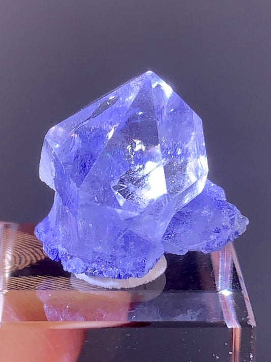 High-Quality Blue Dumortierite Quartz Point with Penetrating Quartz-in-Quartz | Semi-Polished | Brazil