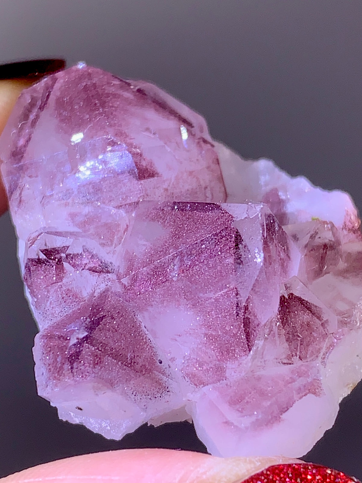 Rare Collector’s Piece Sparkling Pink Hematite Inclusion Sichuan Garden Quartz Mineral Specimen