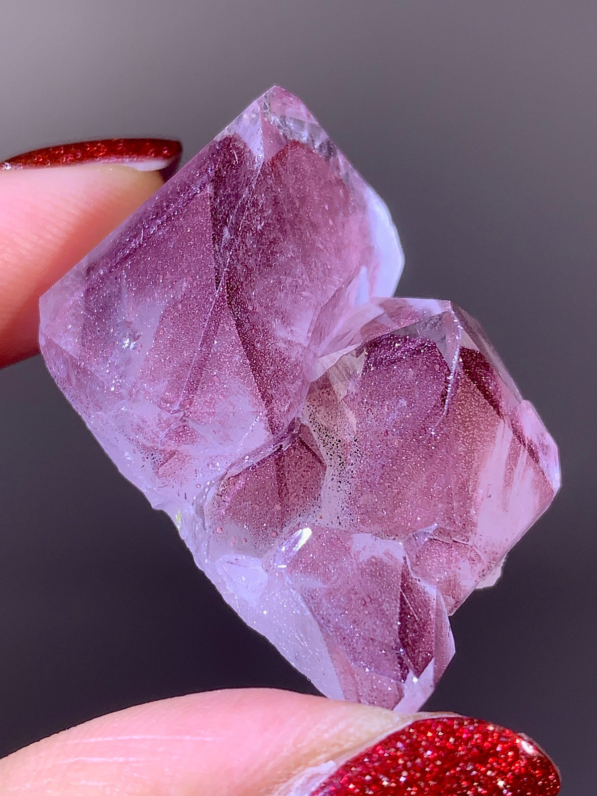 Rare Collector’s Piece Sparkling Pink Hematite Inclusion Sichuan Garden Quartz Mineral Specimen