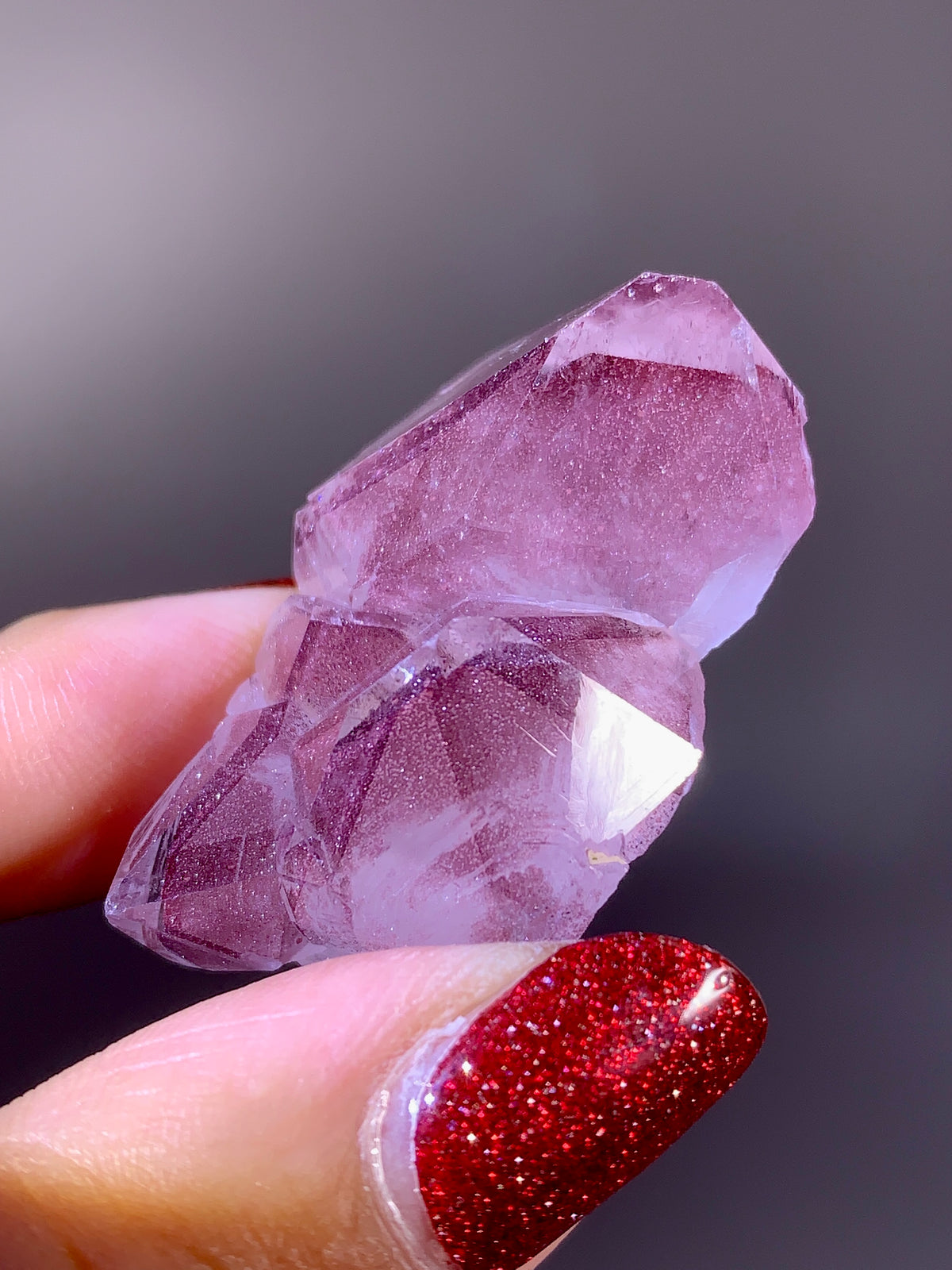 Rare Collector’s Piece Sparkling Pink Hematite Inclusion Sichuan Garden Quartz Mineral Specimen