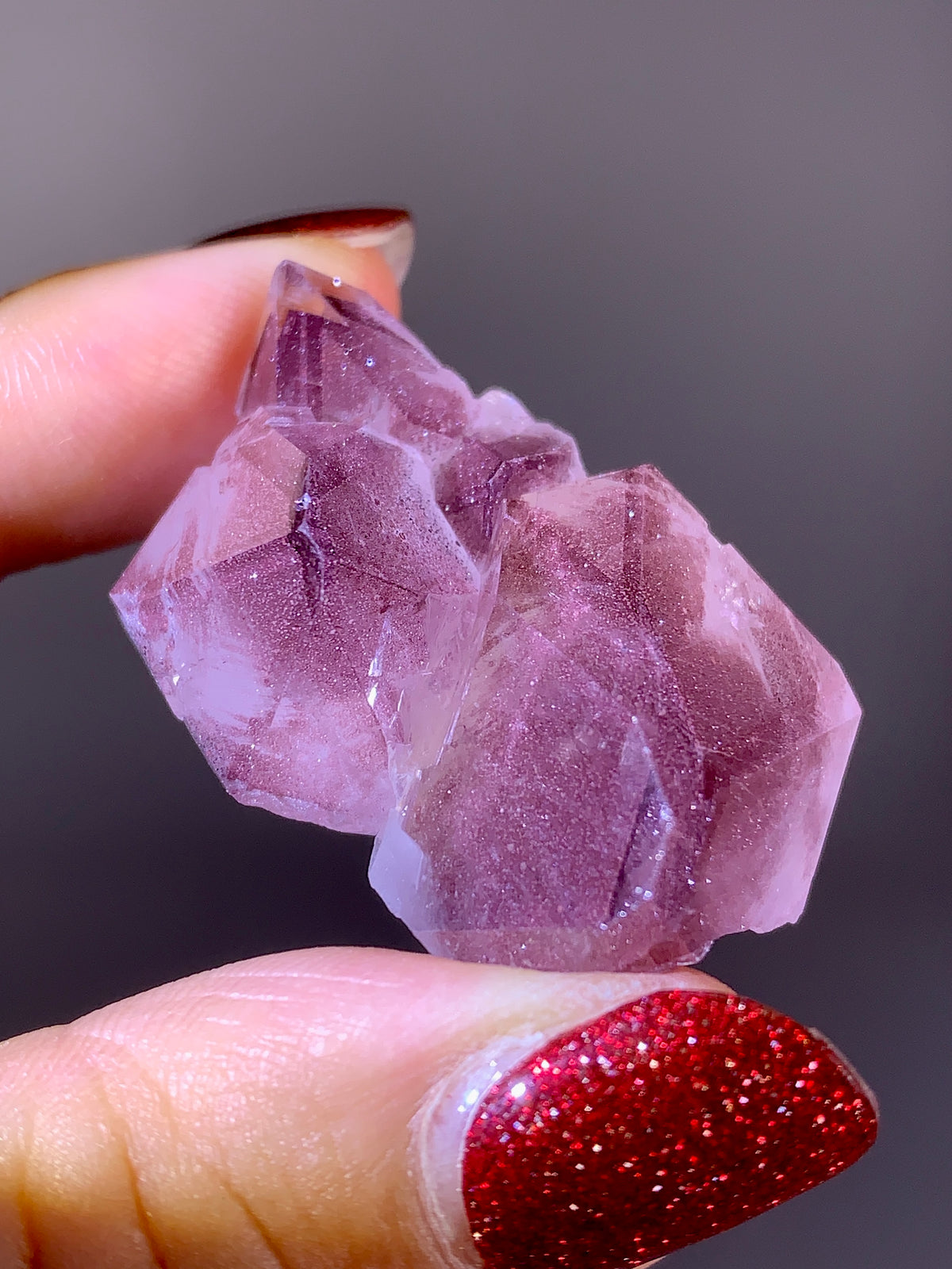Rare Collector’s Piece Sparkling Pink Hematite Inclusion Sichuan Garden Quartz Mineral Specimen