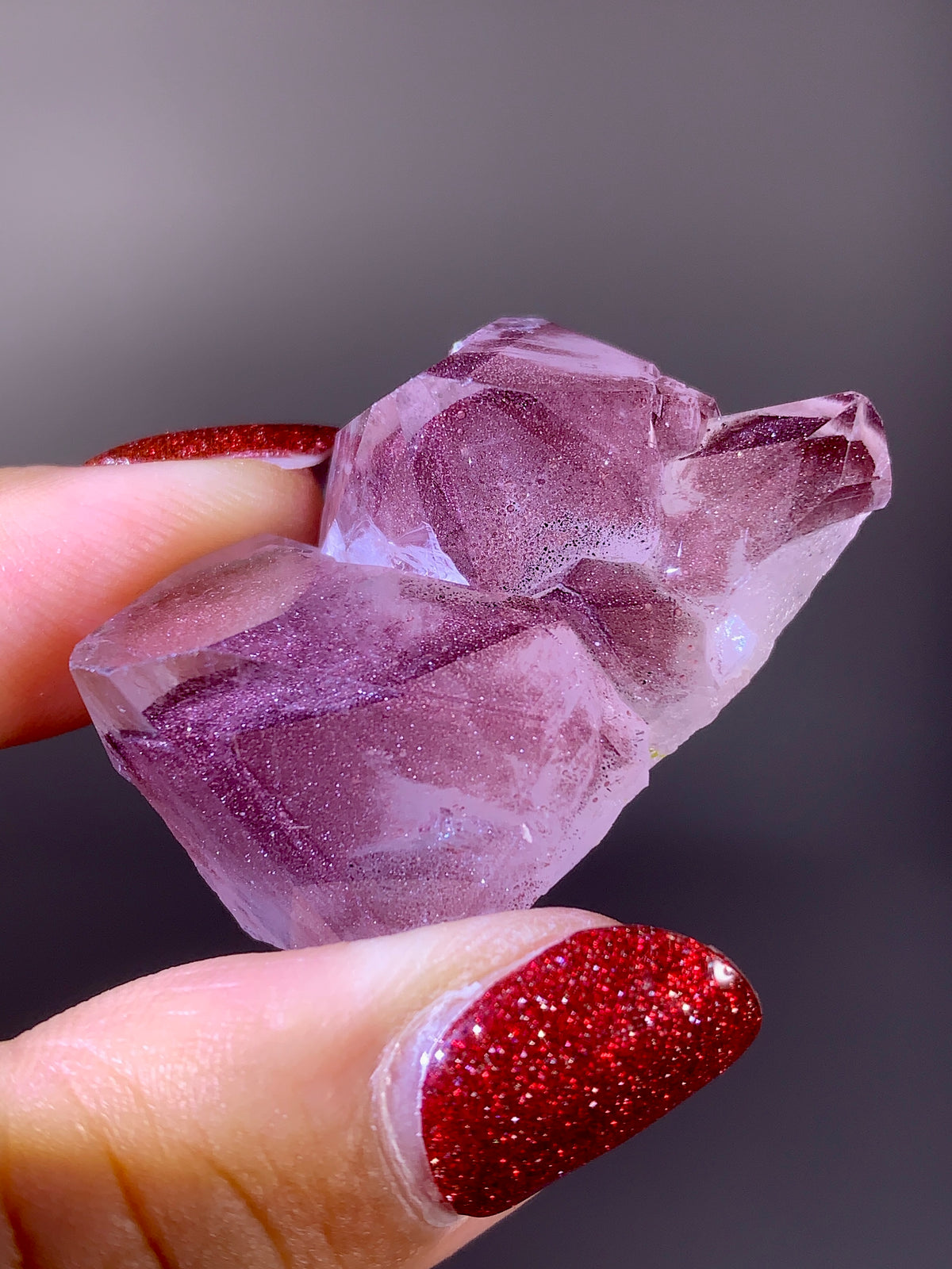 Rare Collector’s Piece Sparkling Pink Hematite Inclusion Sichuan Garden Quartz Mineral Specimen