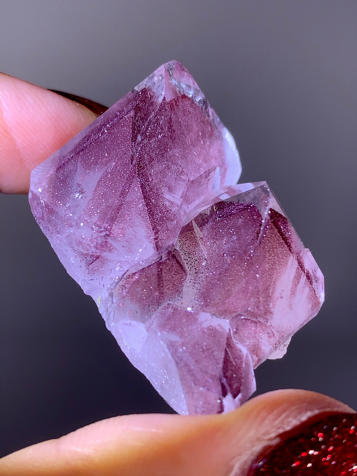Rare Collector’s Piece Sparkling Pink Hematite Inclusion Sichuan Garden Quartz Mineral Specimen