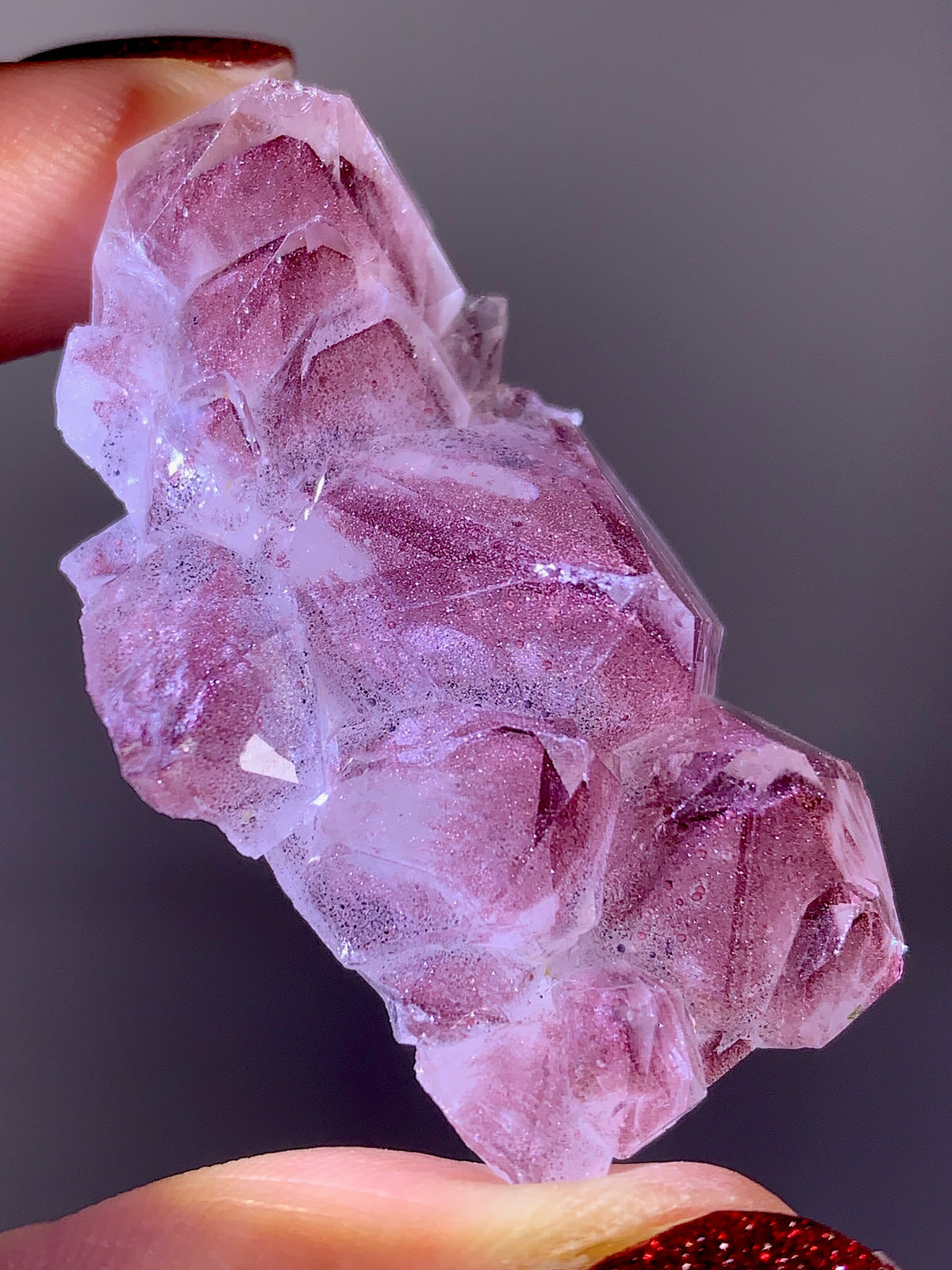 Rare Collector’s Piece Sparkling Pink Hematite Inclusion Sichuan Garden Quartz Mineral Specimen