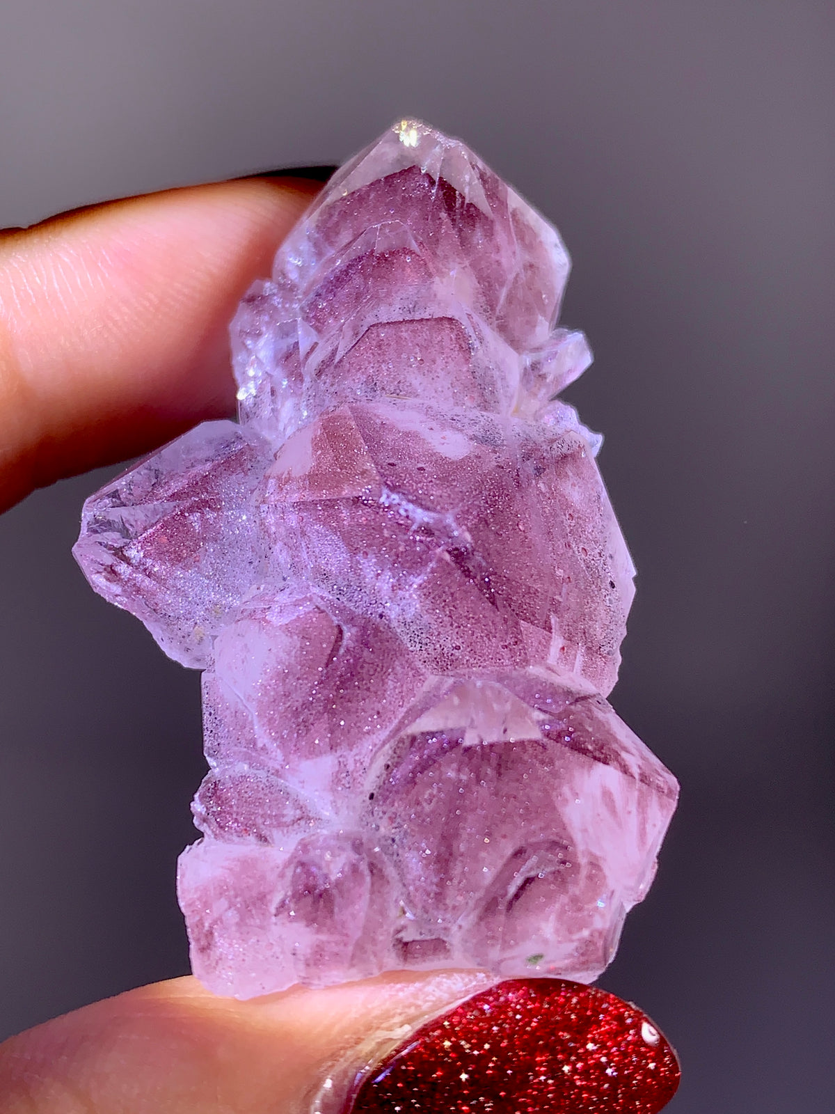 Rare Collector’s Piece Sparkling Pink Hematite Inclusion Sichuan Garden Quartz Mineral Specimen