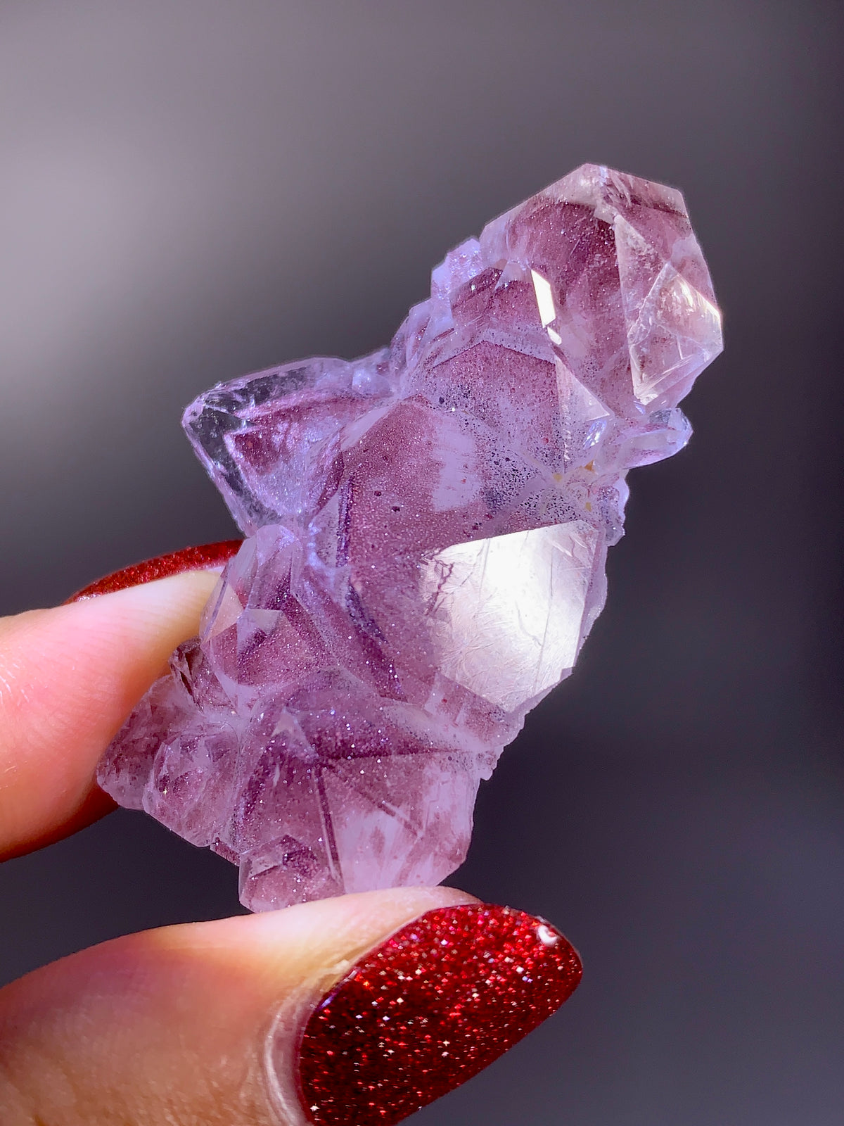 Rare Collector’s Piece Sparkling Pink Hematite Inclusion Sichuan Garden Quartz Mineral Specimen