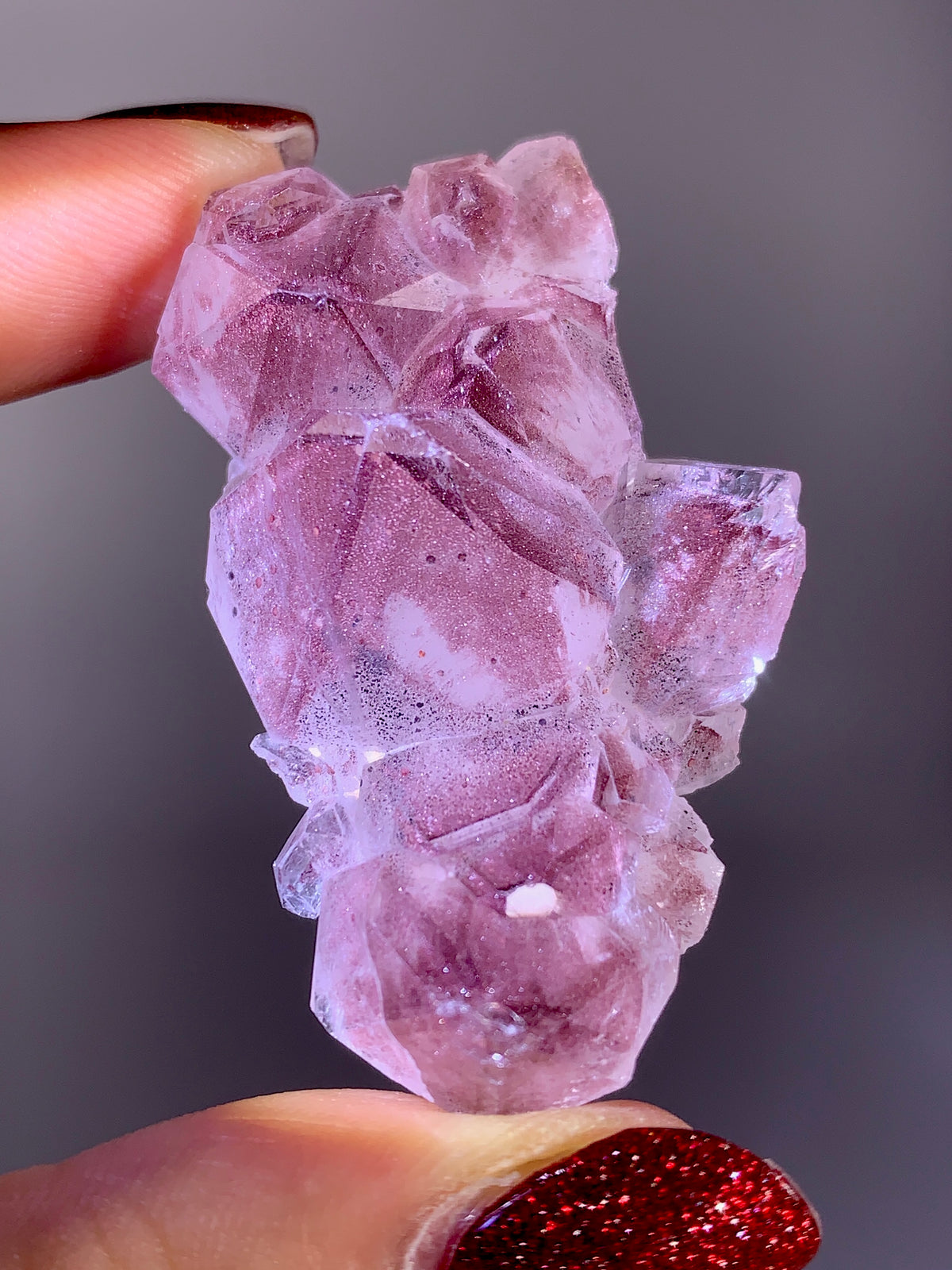 Rare Collector’s Piece Sparkling Pink Hematite Inclusion Sichuan Garden Quartz Mineral Specimen