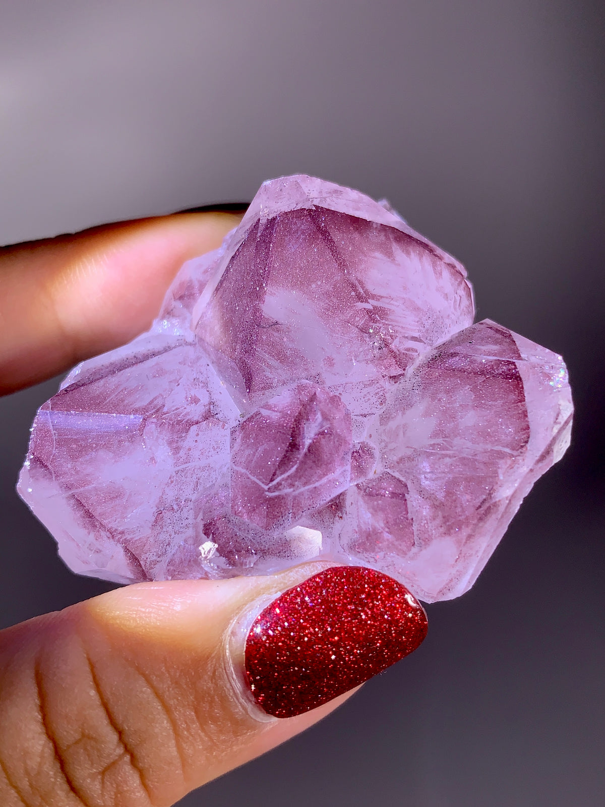Rare Collector’s Piece Sparkling Pink Hematite Inclusion Sichuan Garden Quartz Mineral Specimen