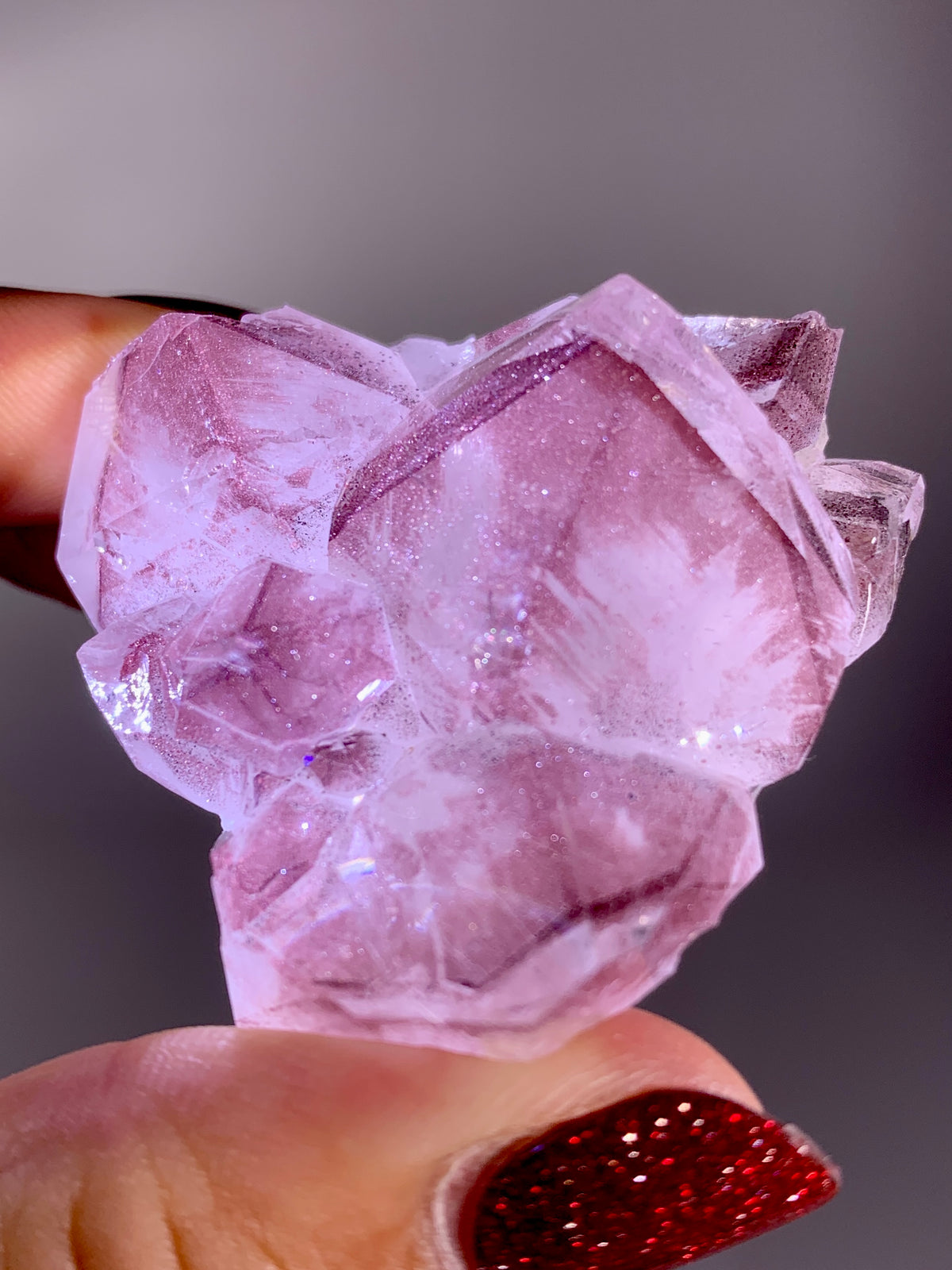 Rare Collector’s Piece Sparkling Pink Hematite Inclusion Sichuan Garden Quartz Mineral Specimen