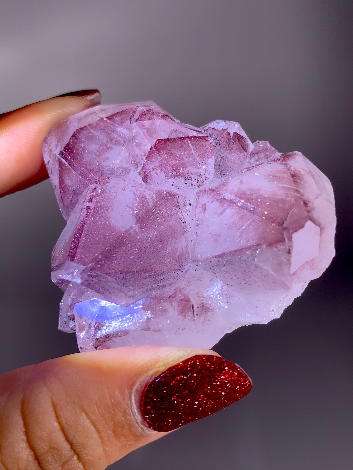 Rare Collector’s Piece Sparkling Pink Hematite Inclusion Sichuan Garden Quartz Mineral Specimen