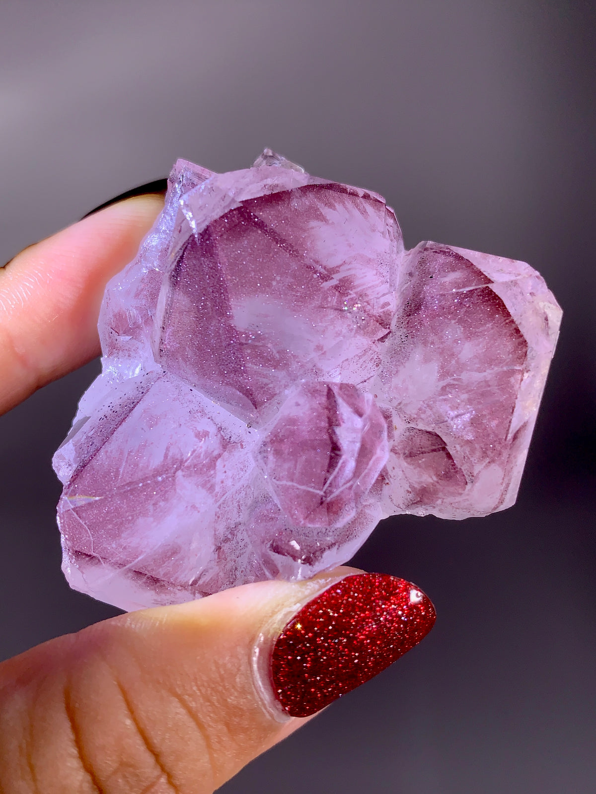 Rare Collector’s Piece Sparkling Pink Hematite Inclusion Sichuan Garden Quartz Mineral Specimen