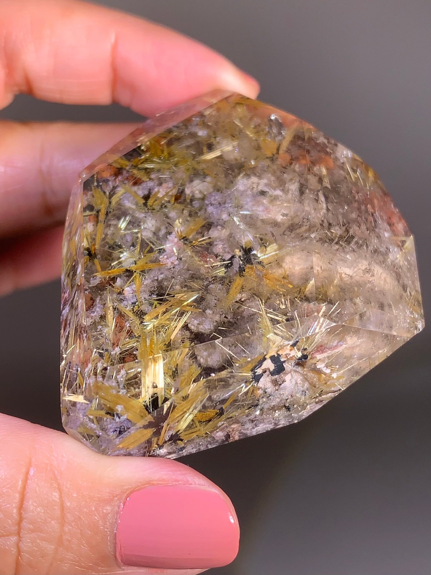 Novo Horizonte Rutile on Hematite Polished Freeform — Self-Standing from Bahia, Brazil