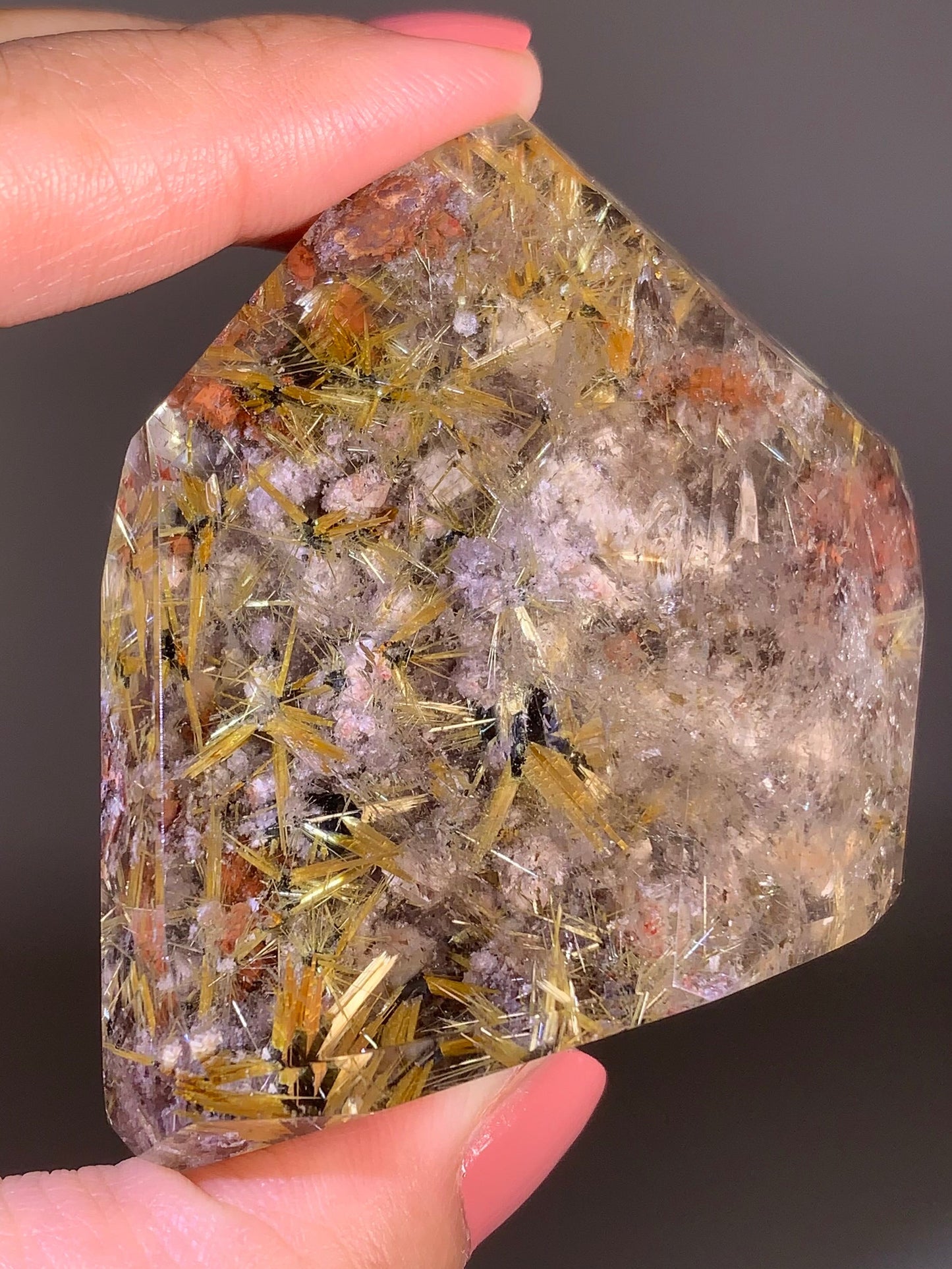 Novo Horizonte Rutile on Hematite Polished Freeform — Self-Standing from Bahia, Brazil