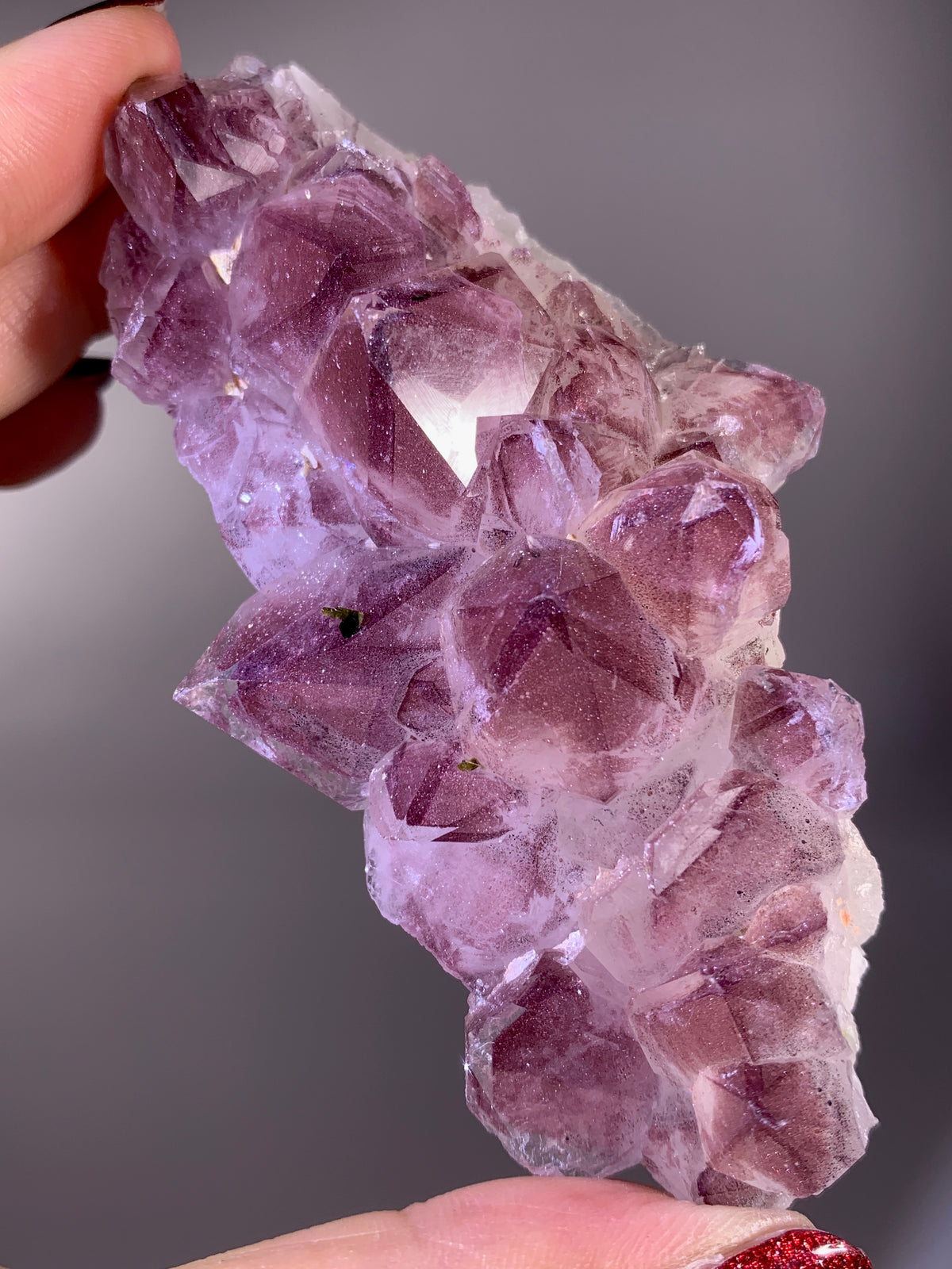 Rare Collector’s Piece Sparkling Pink Hematite & Epidote Inclusion Sichuan Garden Quartz Mineral Specimen