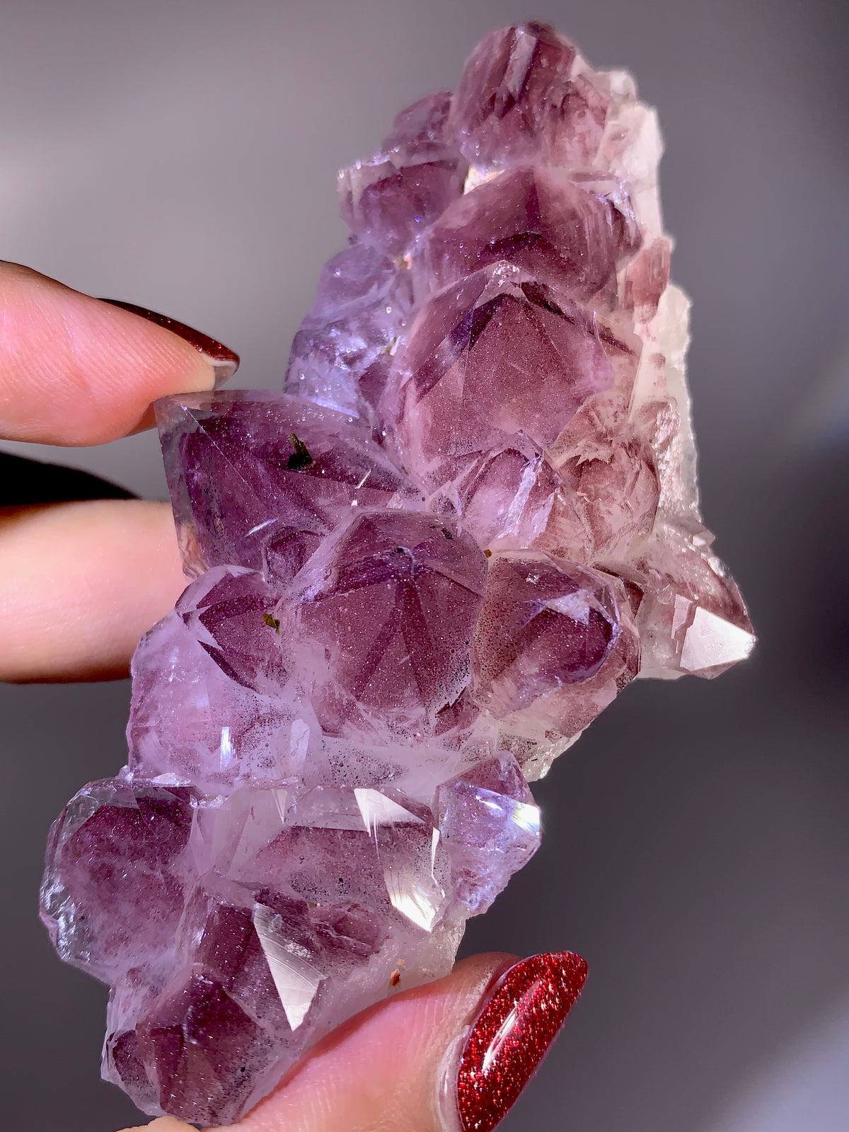 Rare Collector’s Piece Sparkling Pink Hematite & Epidote Inclusion Sichuan Garden Quartz Mineral Specimen