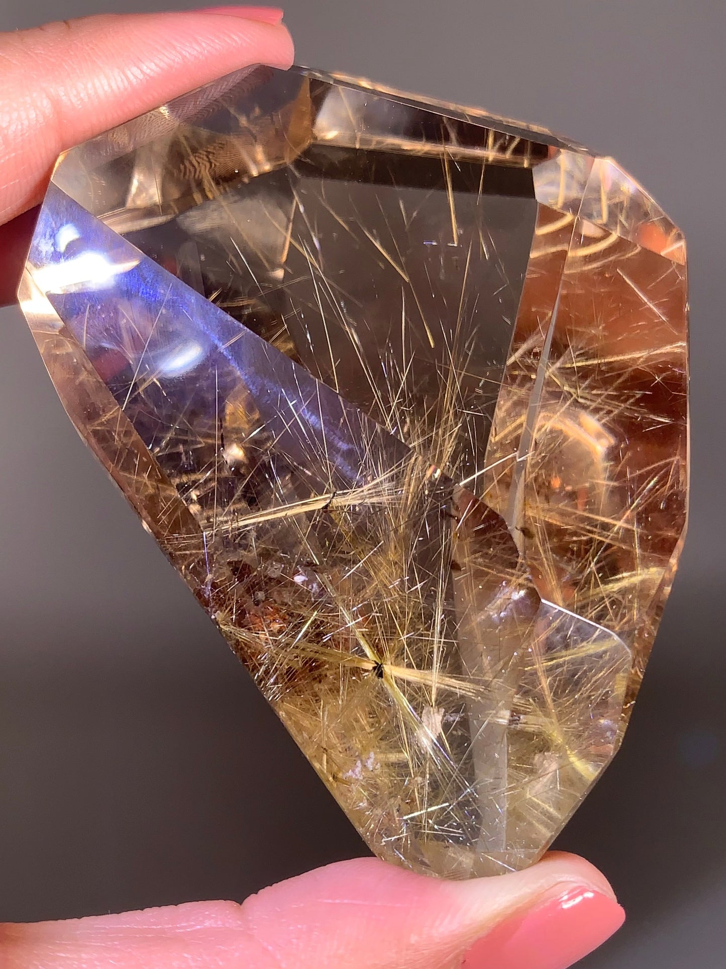 Collector-Grade Gold Star Rutile in Smoky Quartz Polished Freeform from Brazil