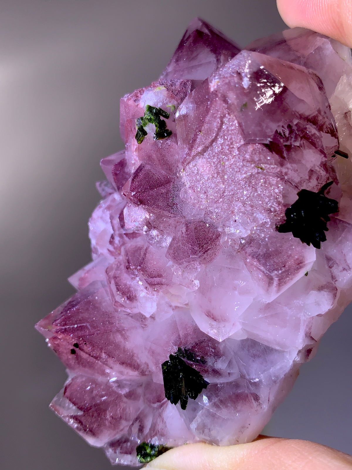 Rare Collector’s Piece Sparkling Pink Hematite & Epidote Inclusion Sichuan Garden Quartz Mineral Specimen