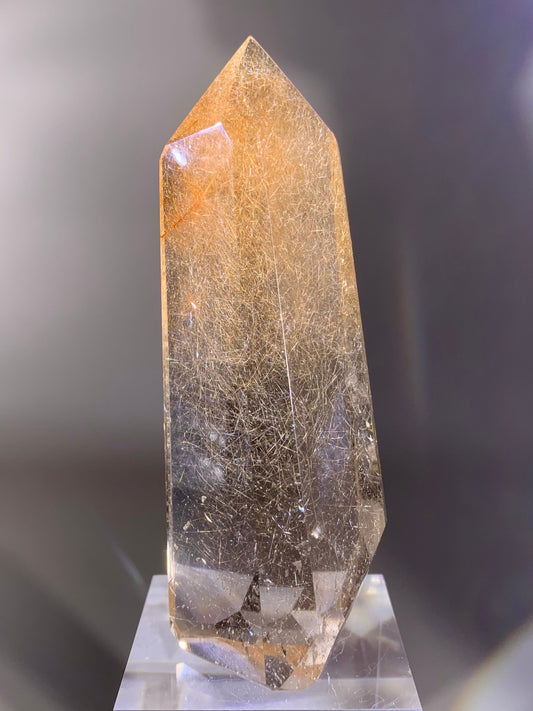 Collector’s Grade Gold Rutile Polished Quartz Tower from Brazil