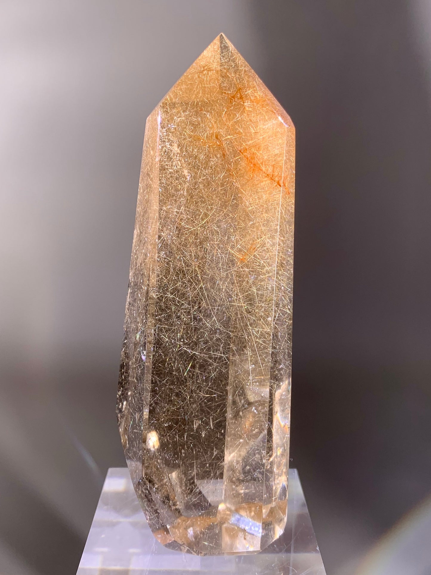 Collector’s Grade Gold Rutile Polished Quartz Tower from Brazil