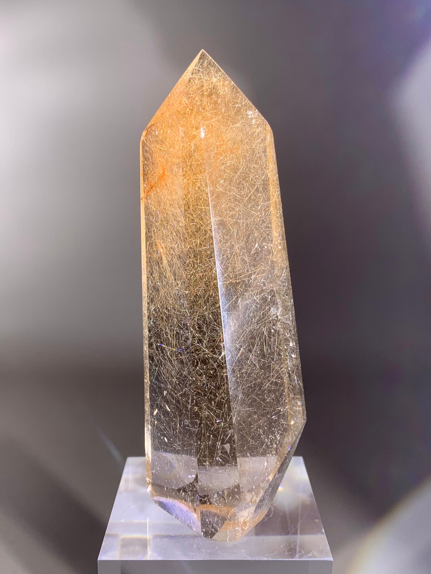 Collector’s Grade Gold Rutile Polished Quartz Tower from Brazil