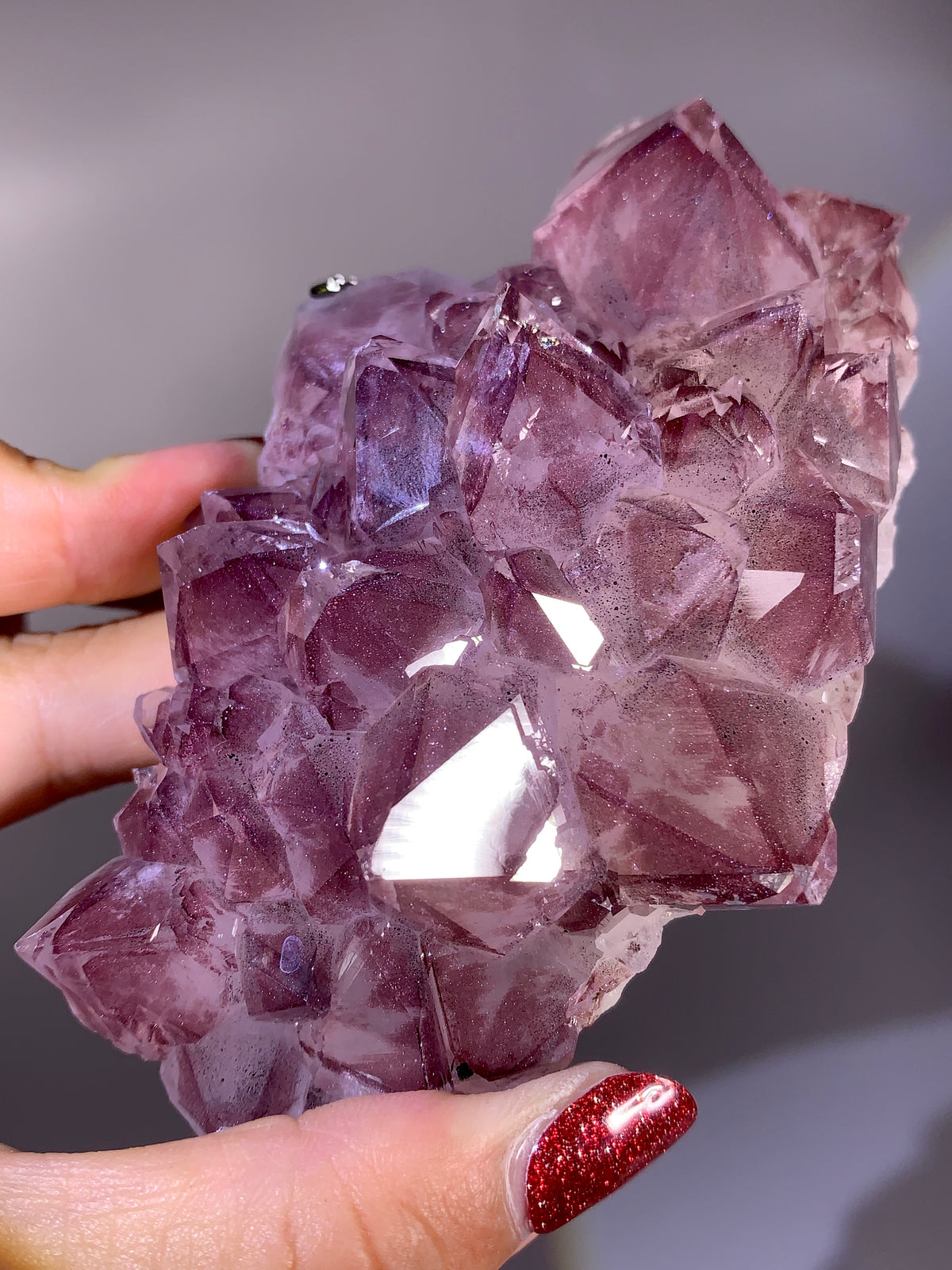 Rare Collector’s Piece Sparkling Pink Hematite & Epidote Inclusion Sichuan Garden Quartz Mineral Specimen