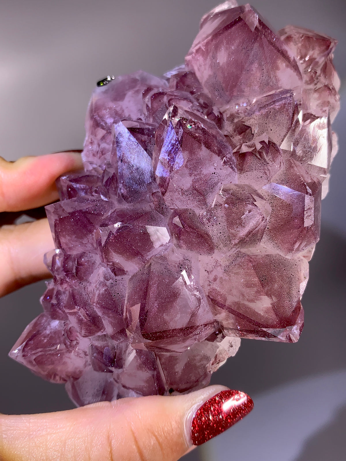 Rare Collector’s Piece Sparkling Pink Hematite & Epidote Inclusion Sichuan Garden Quartz Mineral Specimen