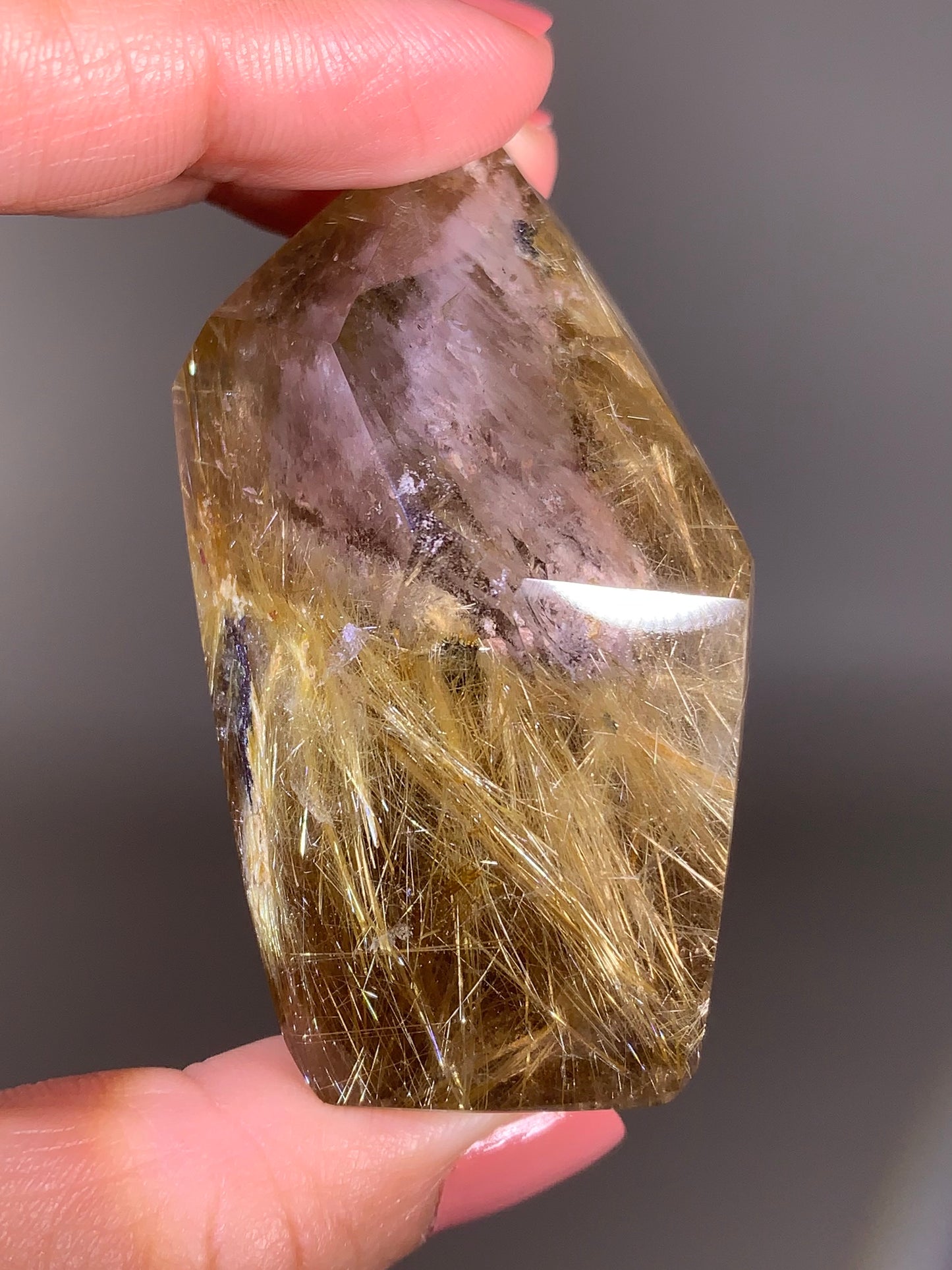 Large Novo Horizonte Rutile on Hematite Polished Tower — Collector’s Piece