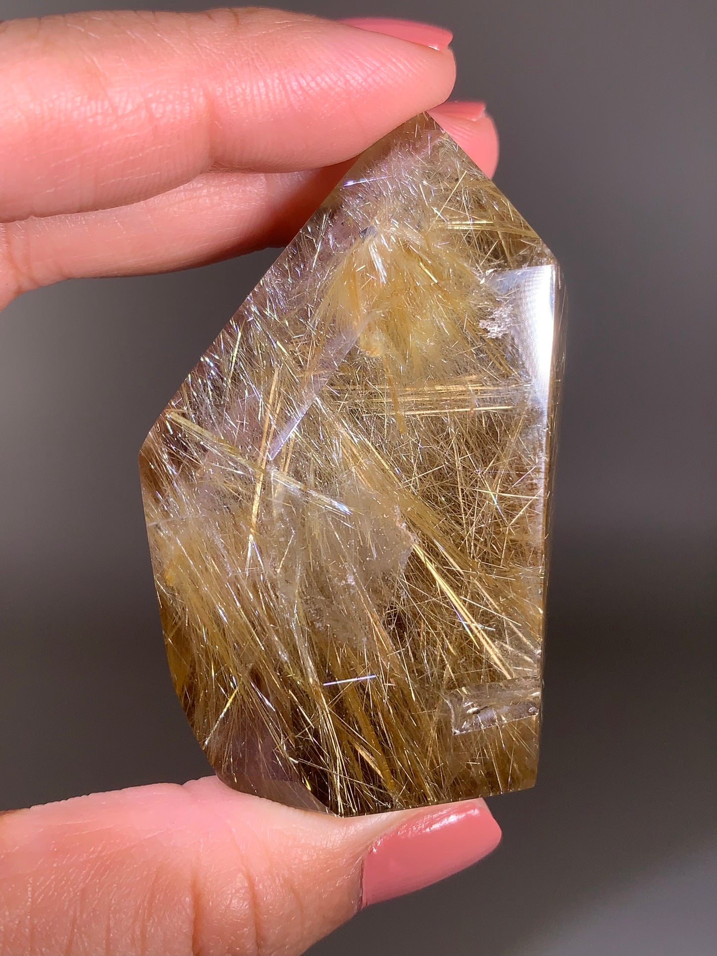 Large Novo Horizonte Rutile on Hematite Polished Tower — Collector’s Piece