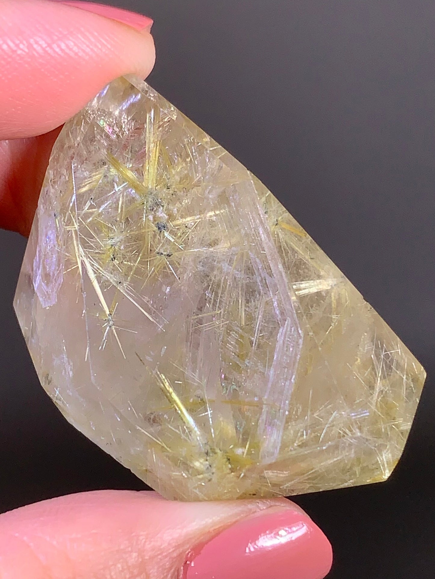 Golden Starburst Rutile with Hematite in Quartz