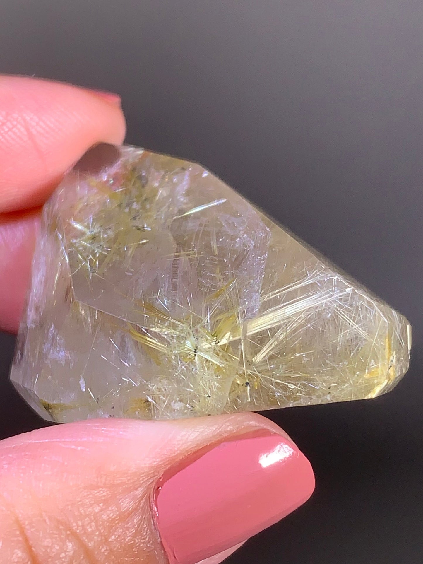 Golden Starburst Rutile with Hematite in Quartz