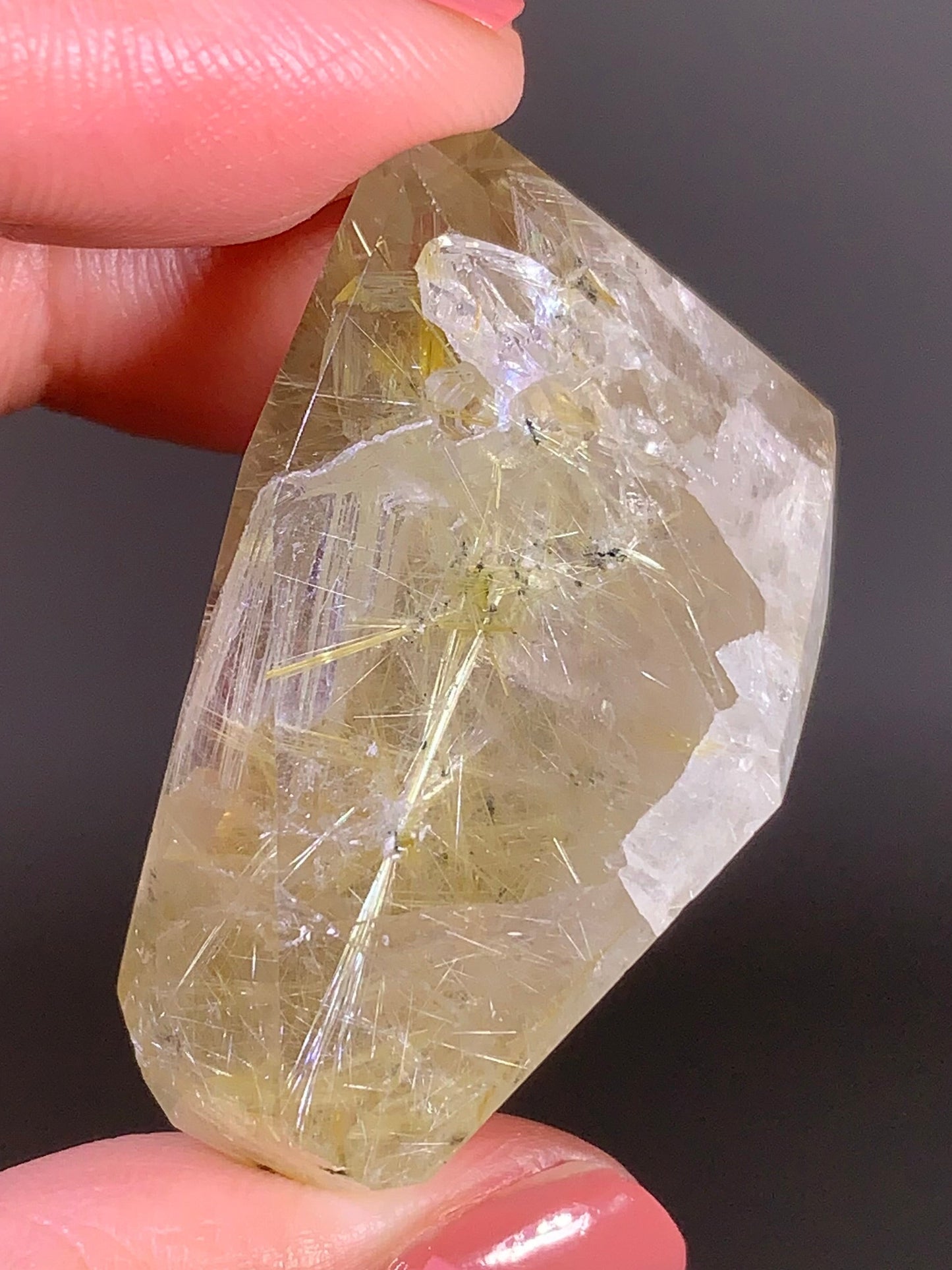 Golden Starburst Rutile with Hematite in Quartz