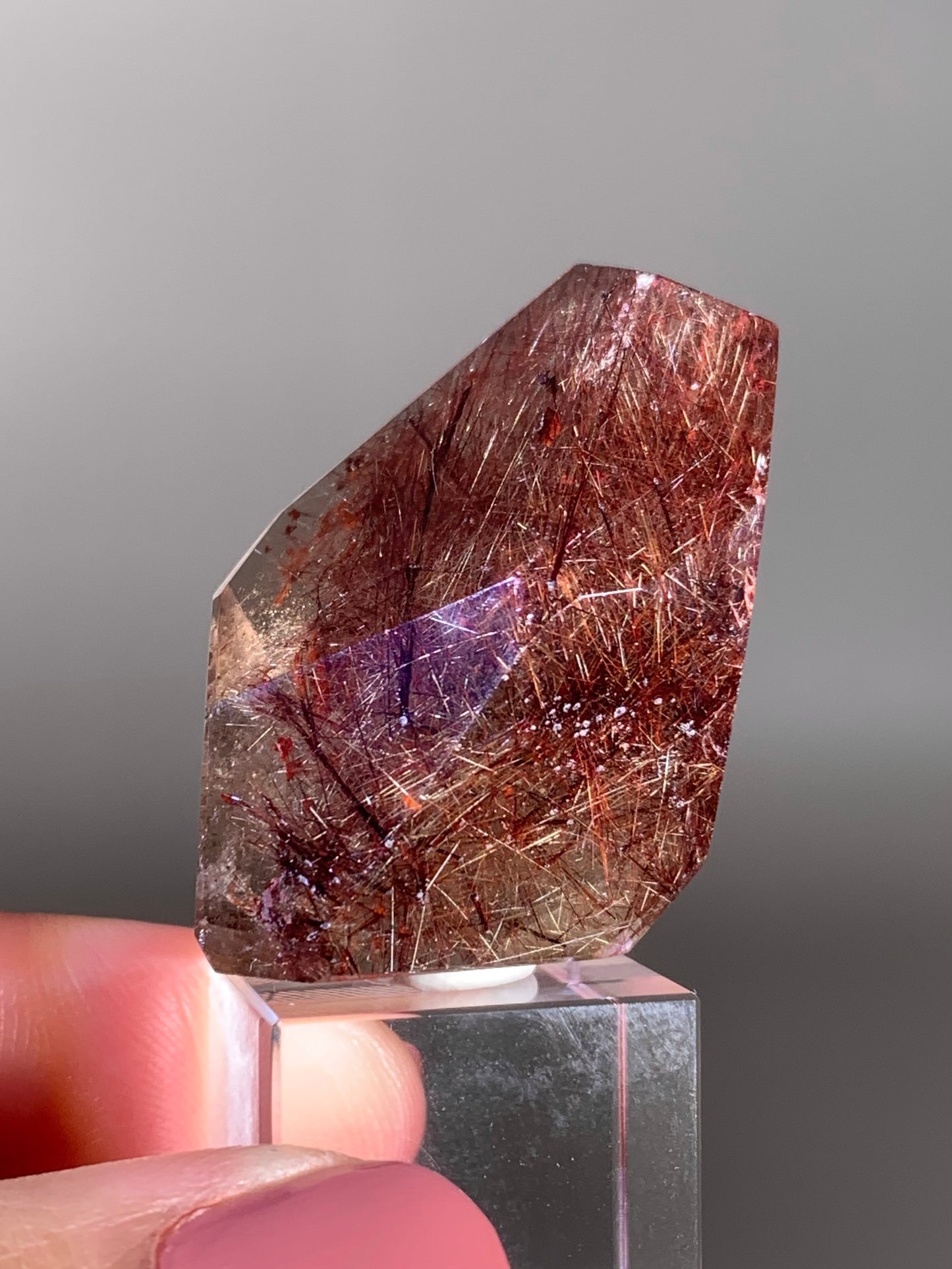 Red Rutile with Red Garden Quartz Polished Freeform — Brazil