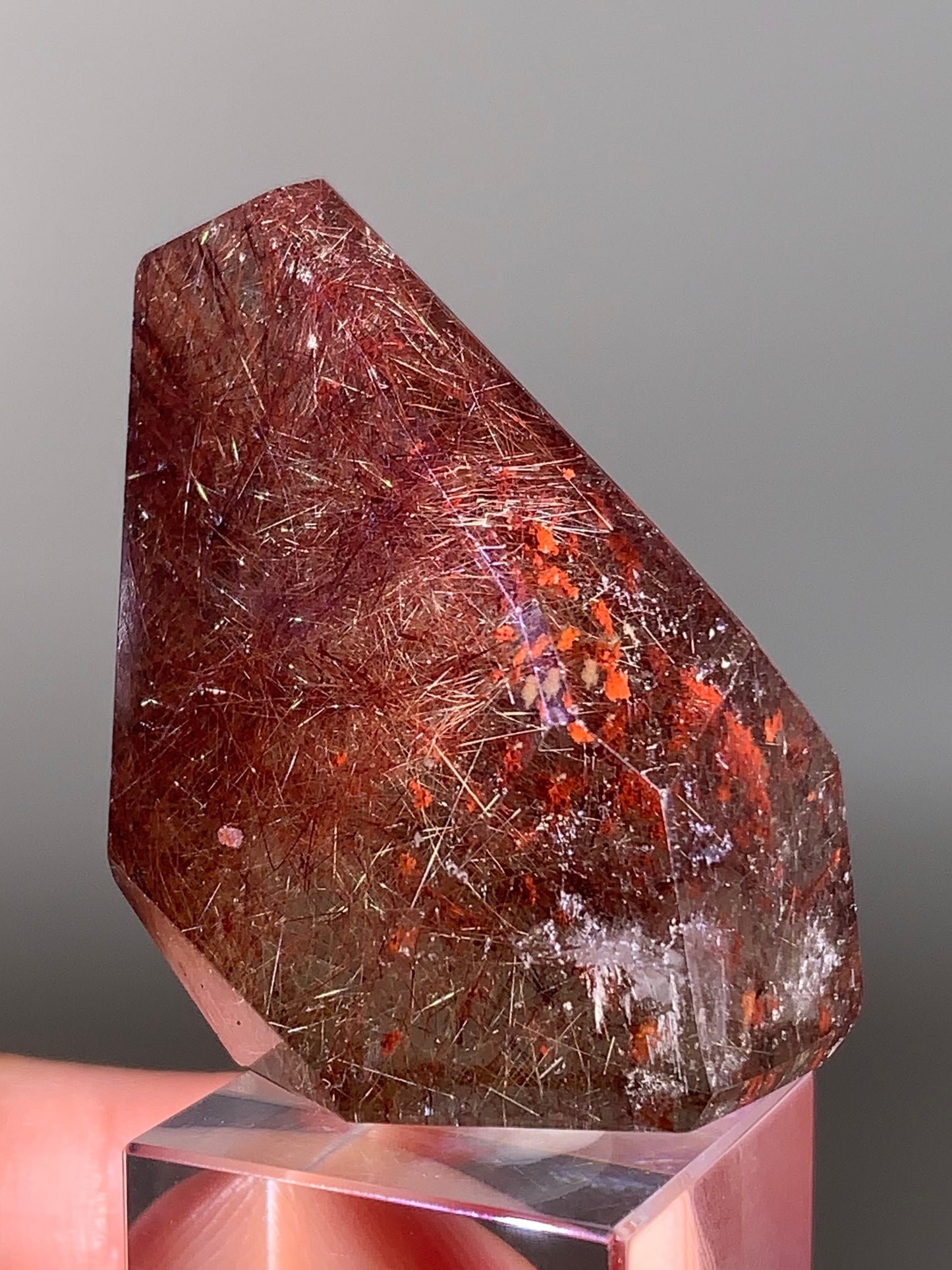Red Rutile with Red Garden Quartz Polished Freeform — Brazil