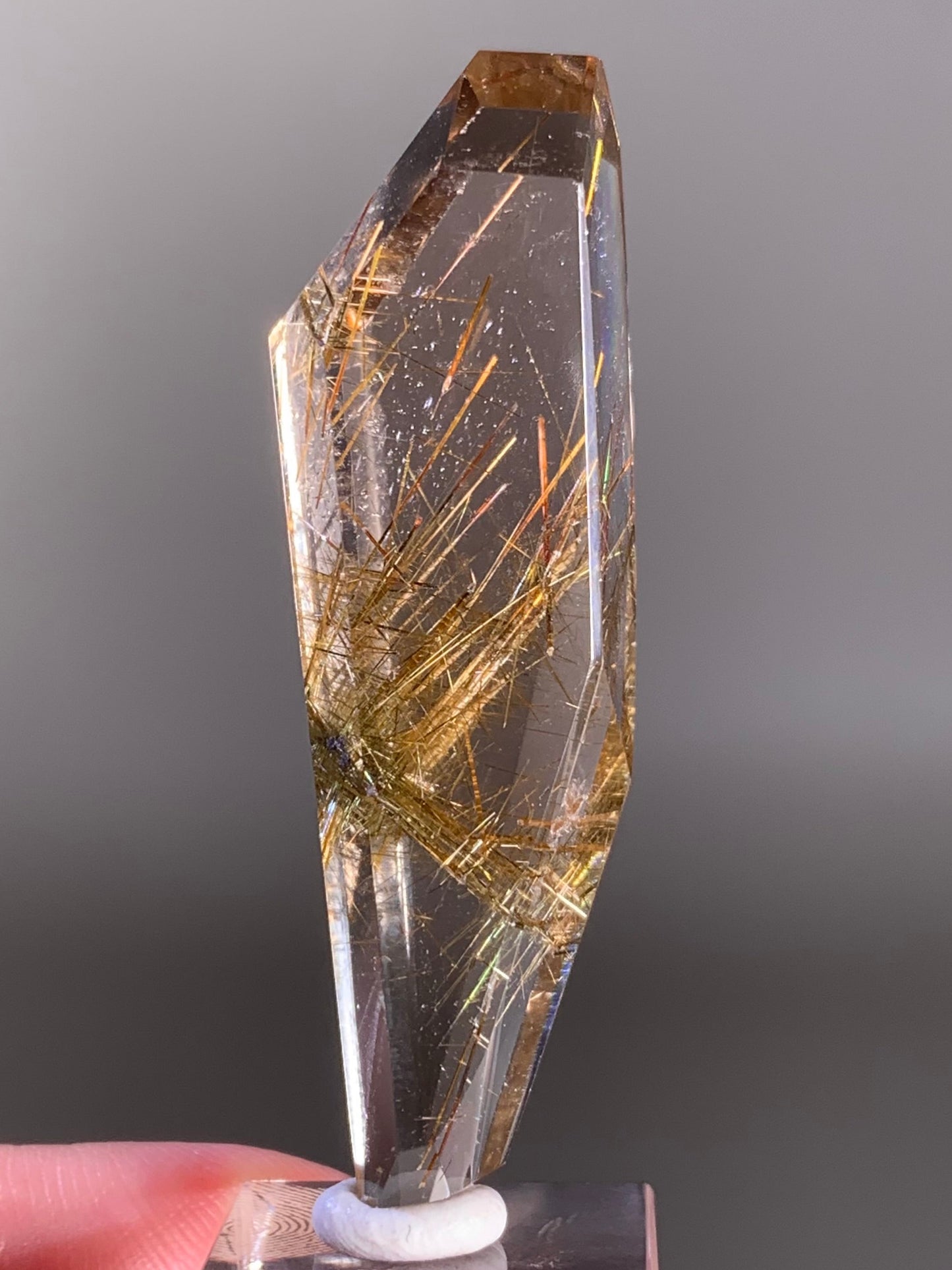 High-Quality Gold Rutile in Quartz Polished Freeform — Brazil