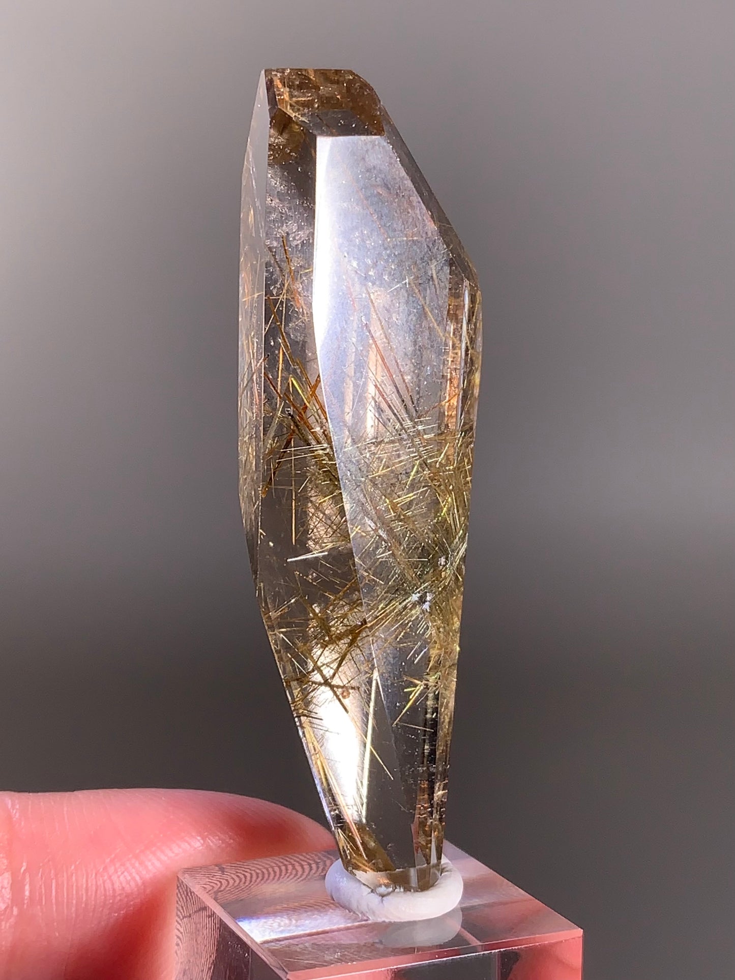 High-Quality Gold Rutile in Quartz Polished Freeform — Brazil