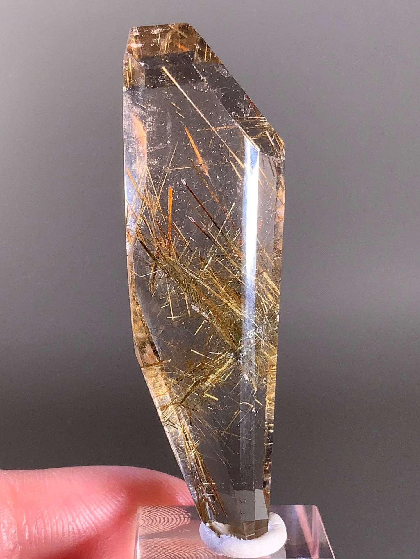 High-Quality Gold Rutile in Quartz Polished Freeform — Brazil