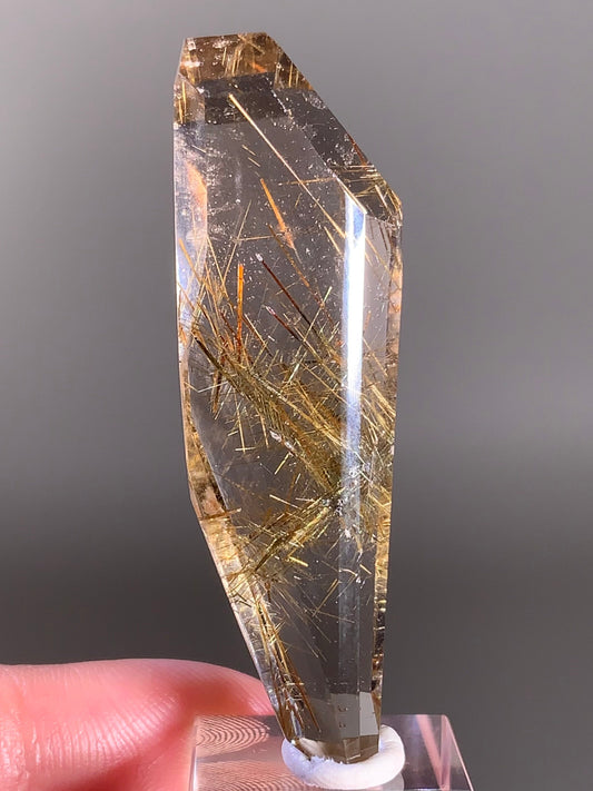 High-Quality Gold Rutile in Quartz Polished Freeform — Brazil