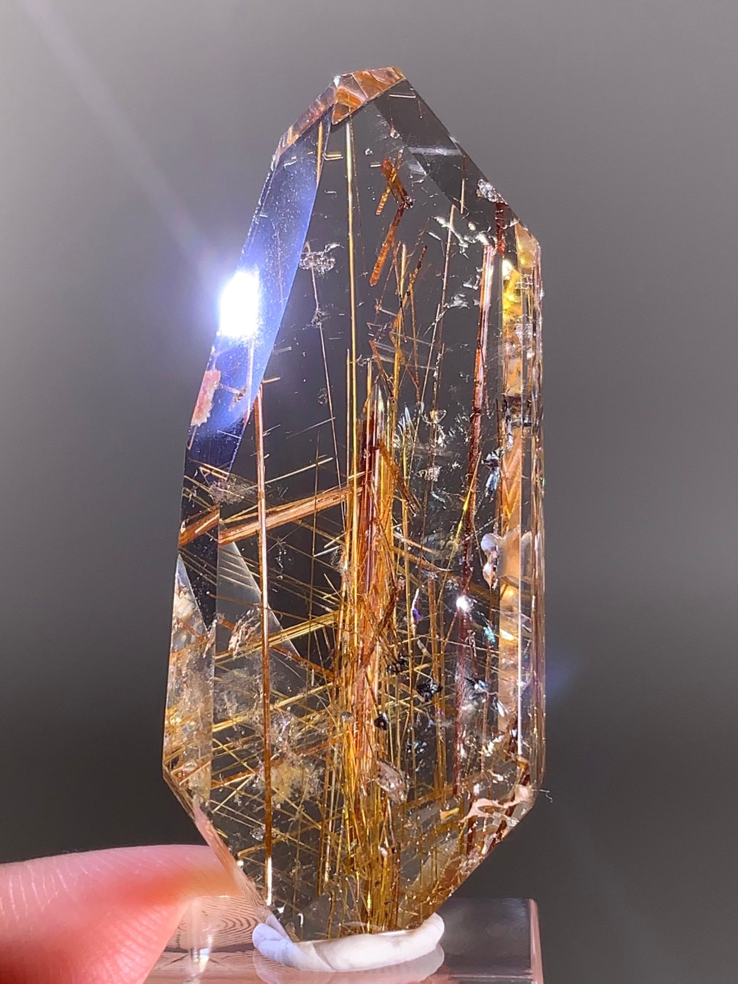High-Quality Gold Rutile in Quartz Polished Freeform — Brazil