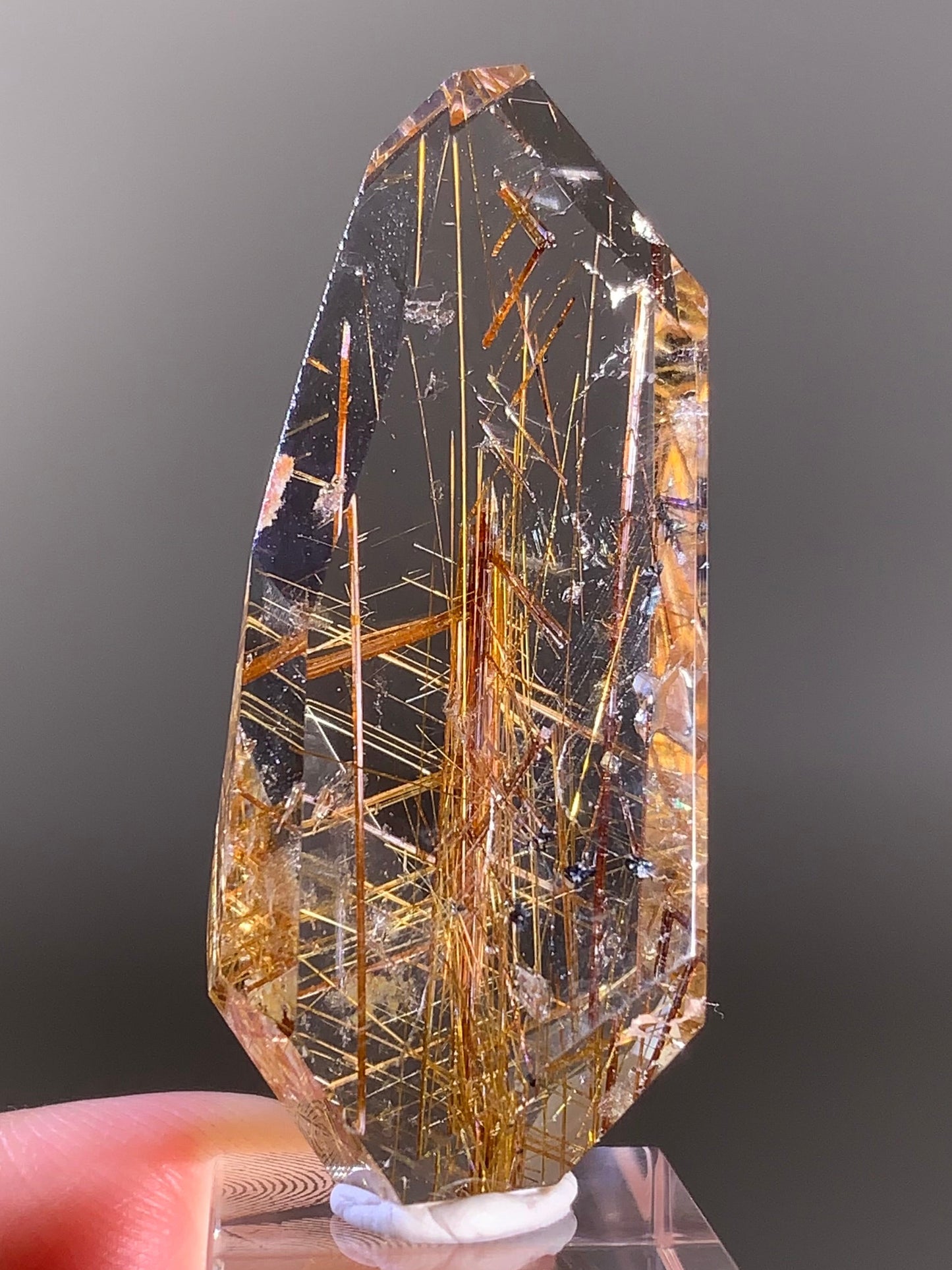 High-Quality Gold Rutile in Quartz Polished Freeform — Brazil