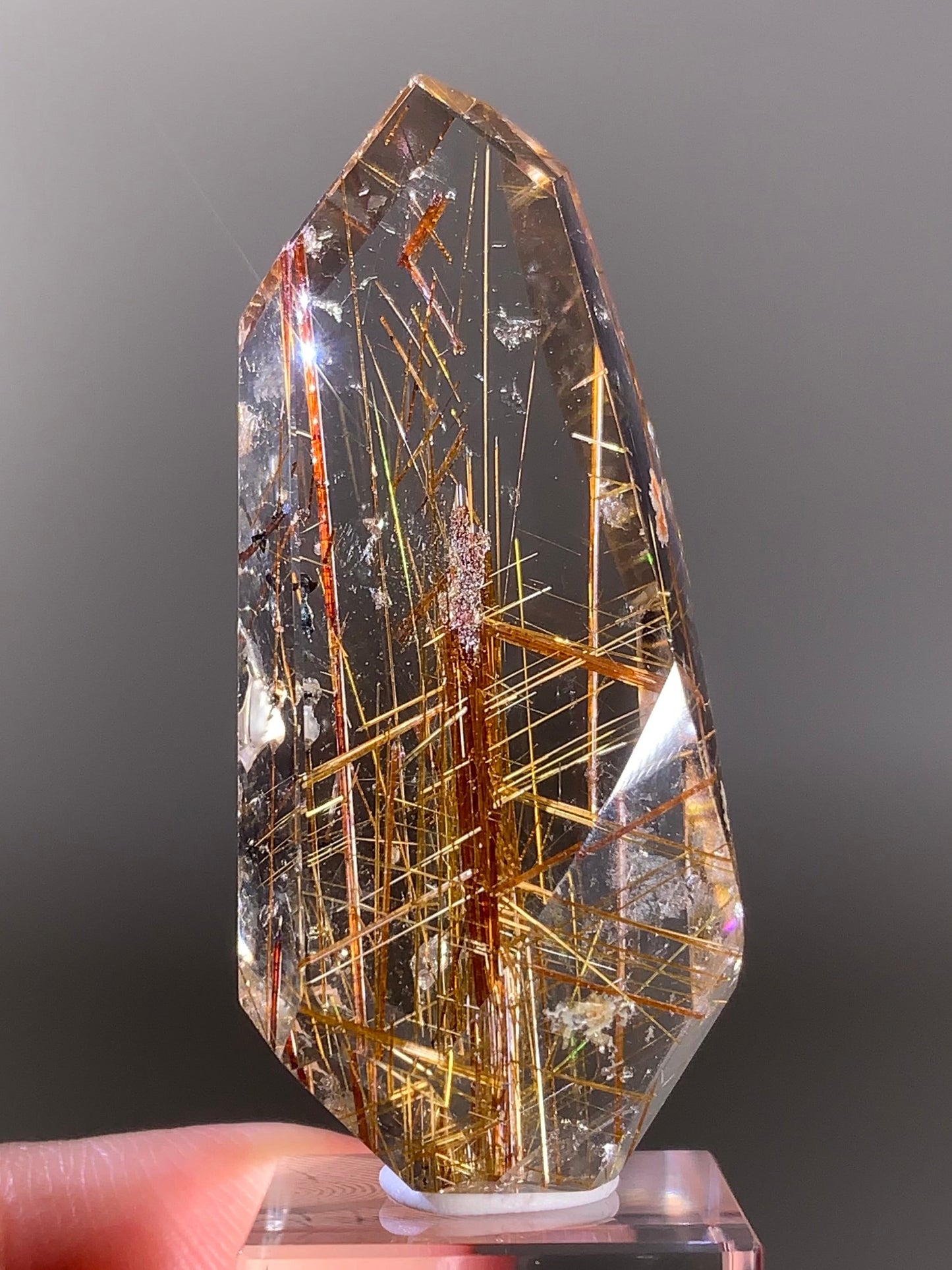 High-Quality Gold Rutile in Quartz Polished Freeform — Brazil