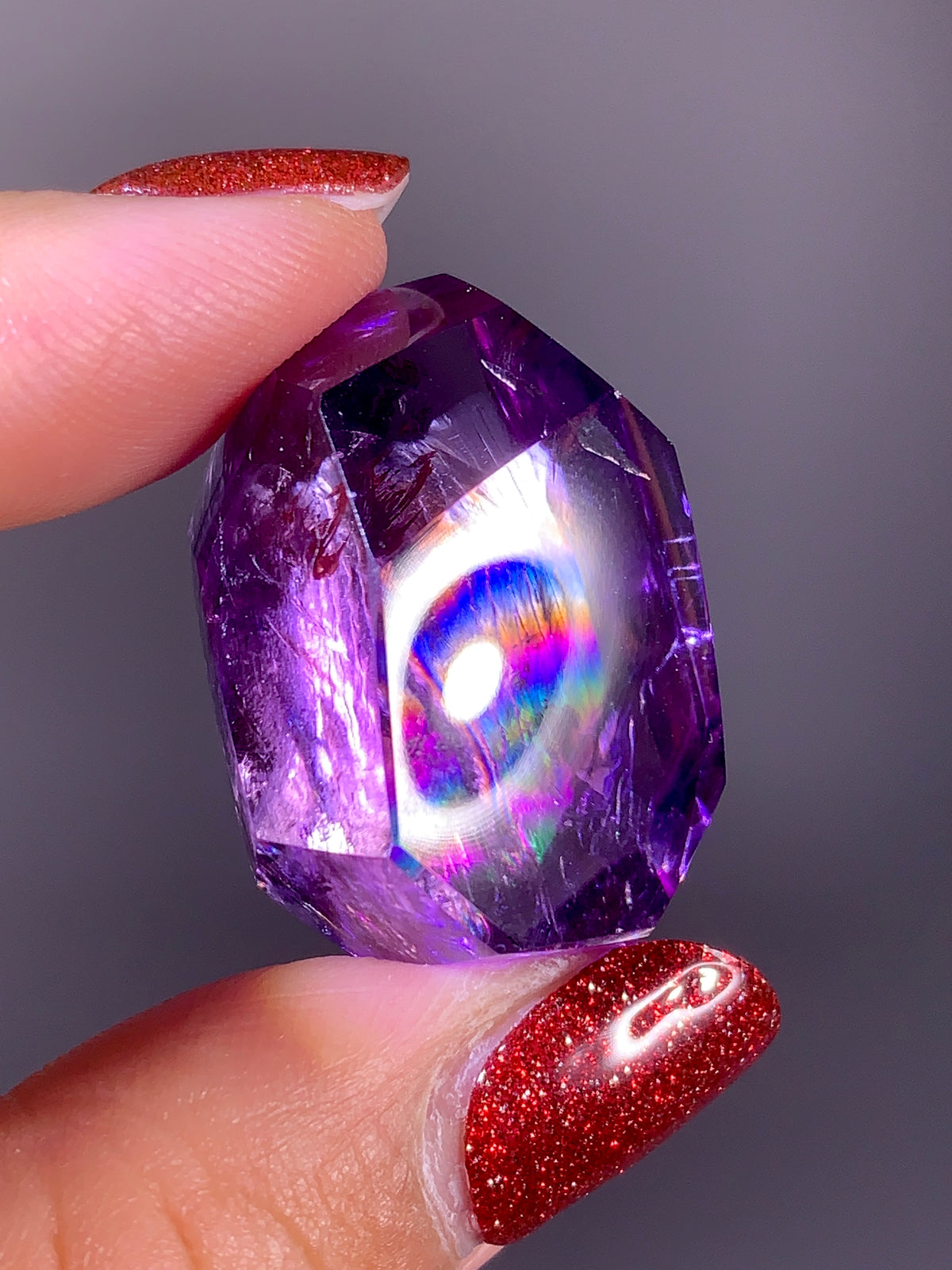 High-Quality Natural Rainbow & God's Fingerprint Amethyst Freeform | Brazil