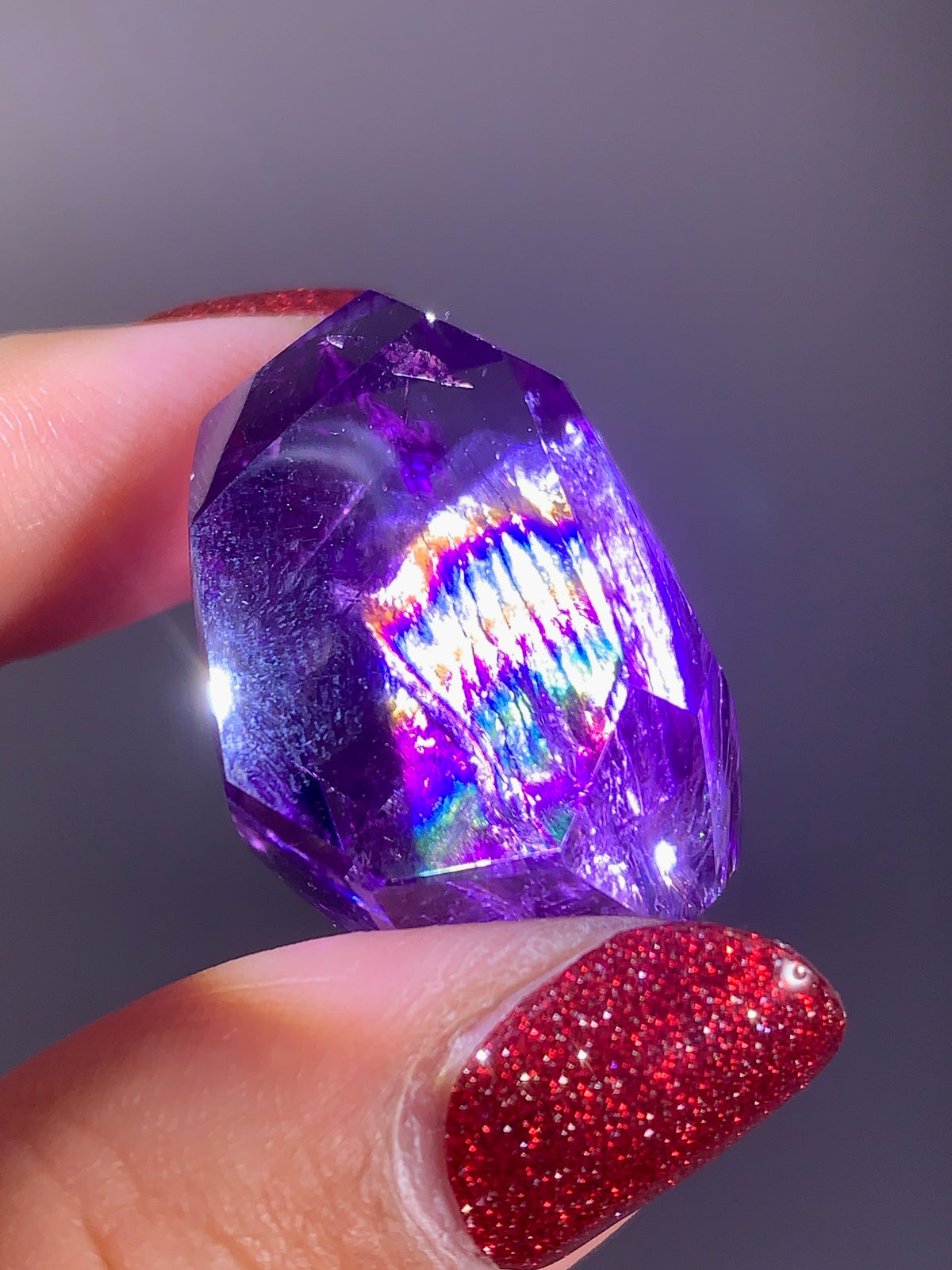 High-Quality Natural Rainbow & God's Fingerprint Amethyst Freeform | Brazil