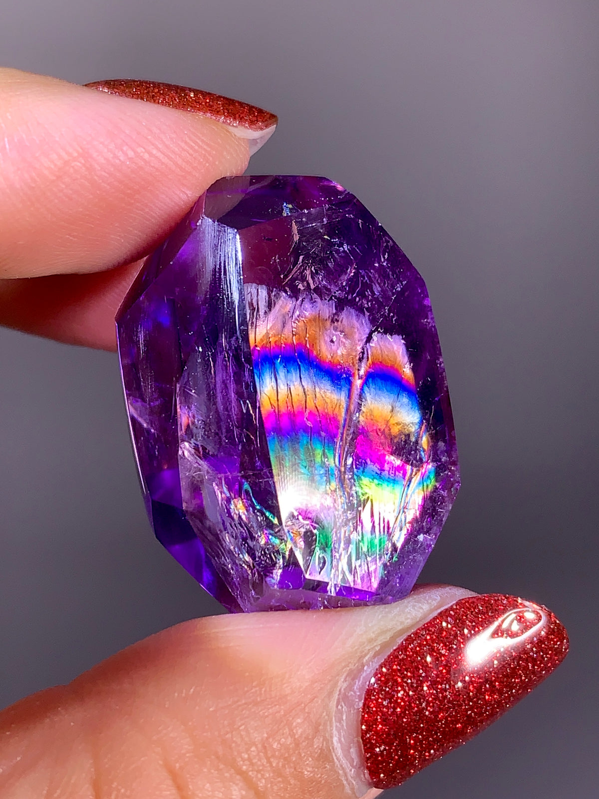 High-Quality Natural Rainbow & God's Fingerprint Amethyst Freeform | Brazil