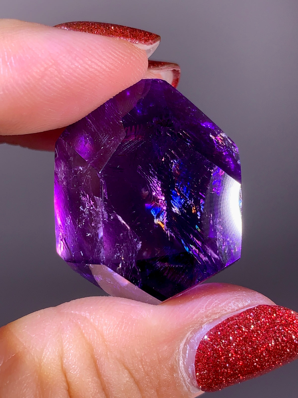 High-Quality Natural Rainbow & God's Fingerprint Amethyst Freeform | Brazil